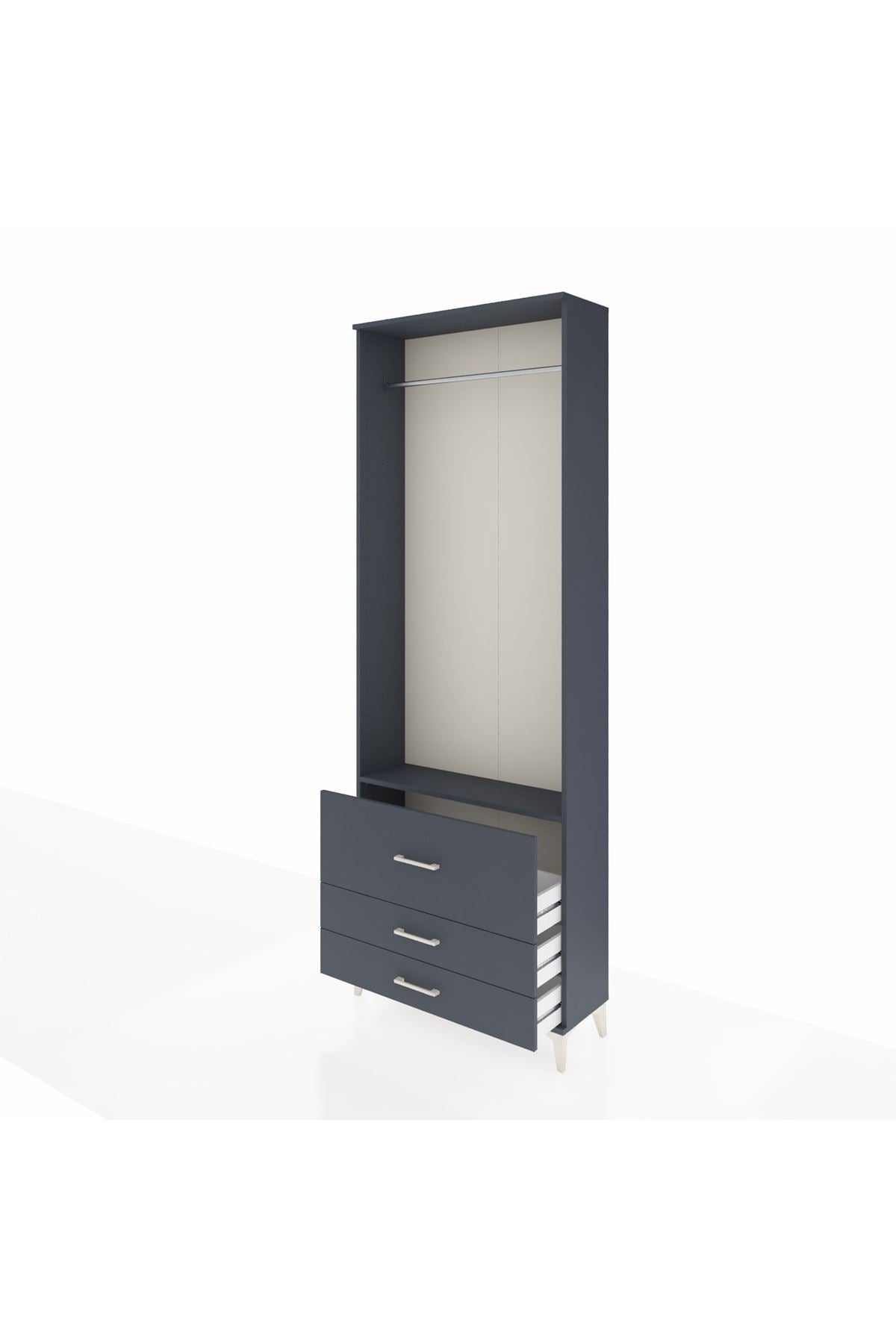 Arges Dolap Tek Raflı 3 Çekmeceli Tek Askılı 88x30x243 - S33M308V5A