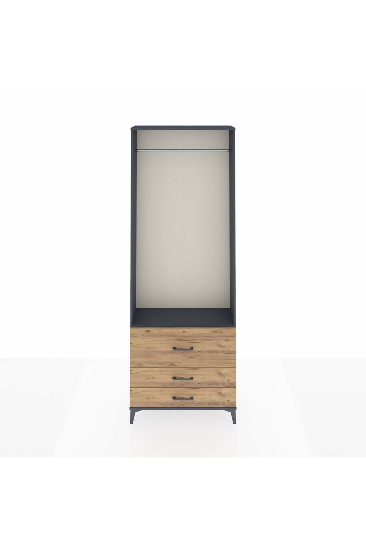 Arges Dolap Tek Raflı 3 Çekmeceli Tek Askılı 88x30x243 - S33M308V6A
