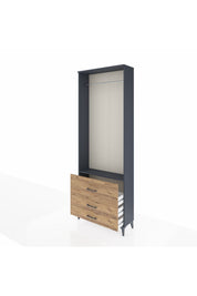 Arges Dolap Tek Raflı 3 Çekmeceli Tek Askılı 88x30x243 - S33M308V6A