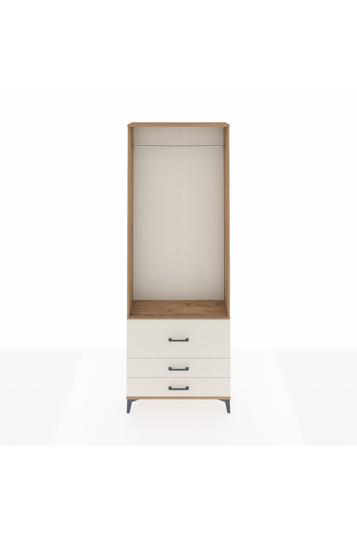 Arges Dolap Tek Raflı 3 Çekmeceli Tek Askılı 88x30x243 - S33M308V7A