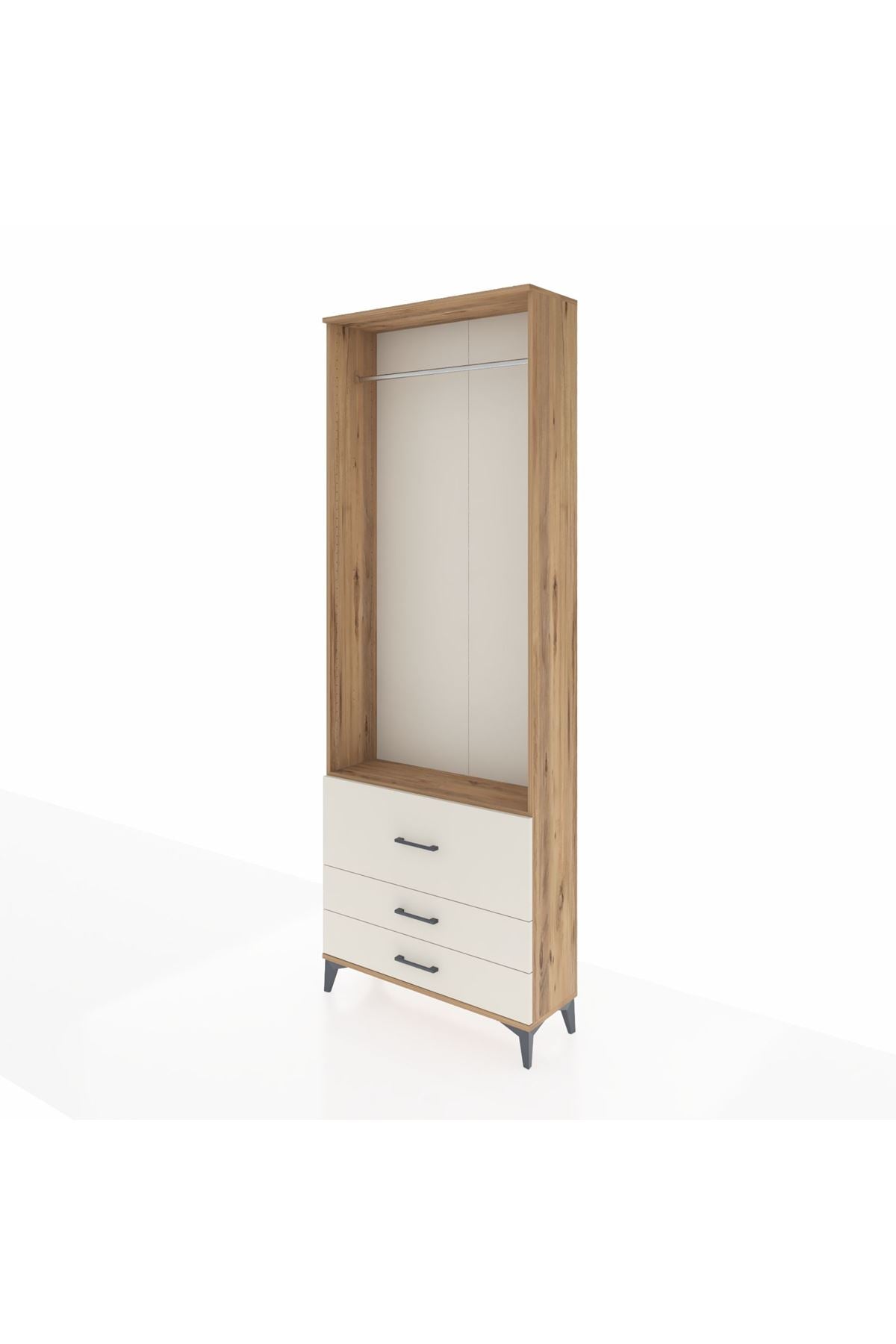 Arges Dolap Tek Raflı 3 Çekmeceli Tek Askılı 88x30x243 - S33M308V7A