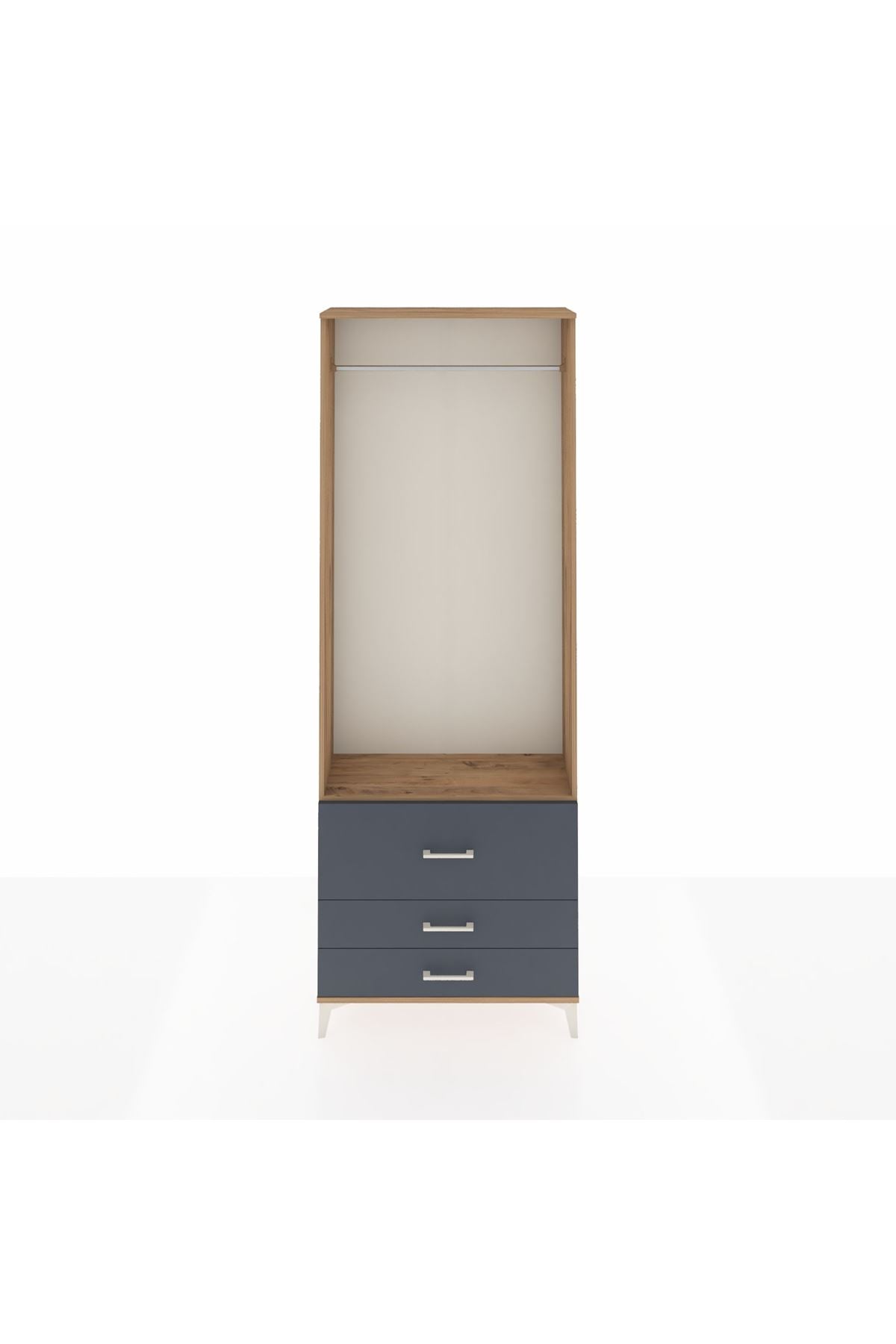 Arges Dolap Tek Raflı 3 Çekmeceli Tek Askılı 88x30x243 - S33M308V8A