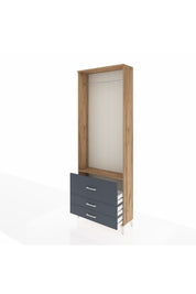 Arges Dolap Tek Raflı 3 Çekmeceli Tek Askılı 88x30x243 - S33M308V8A