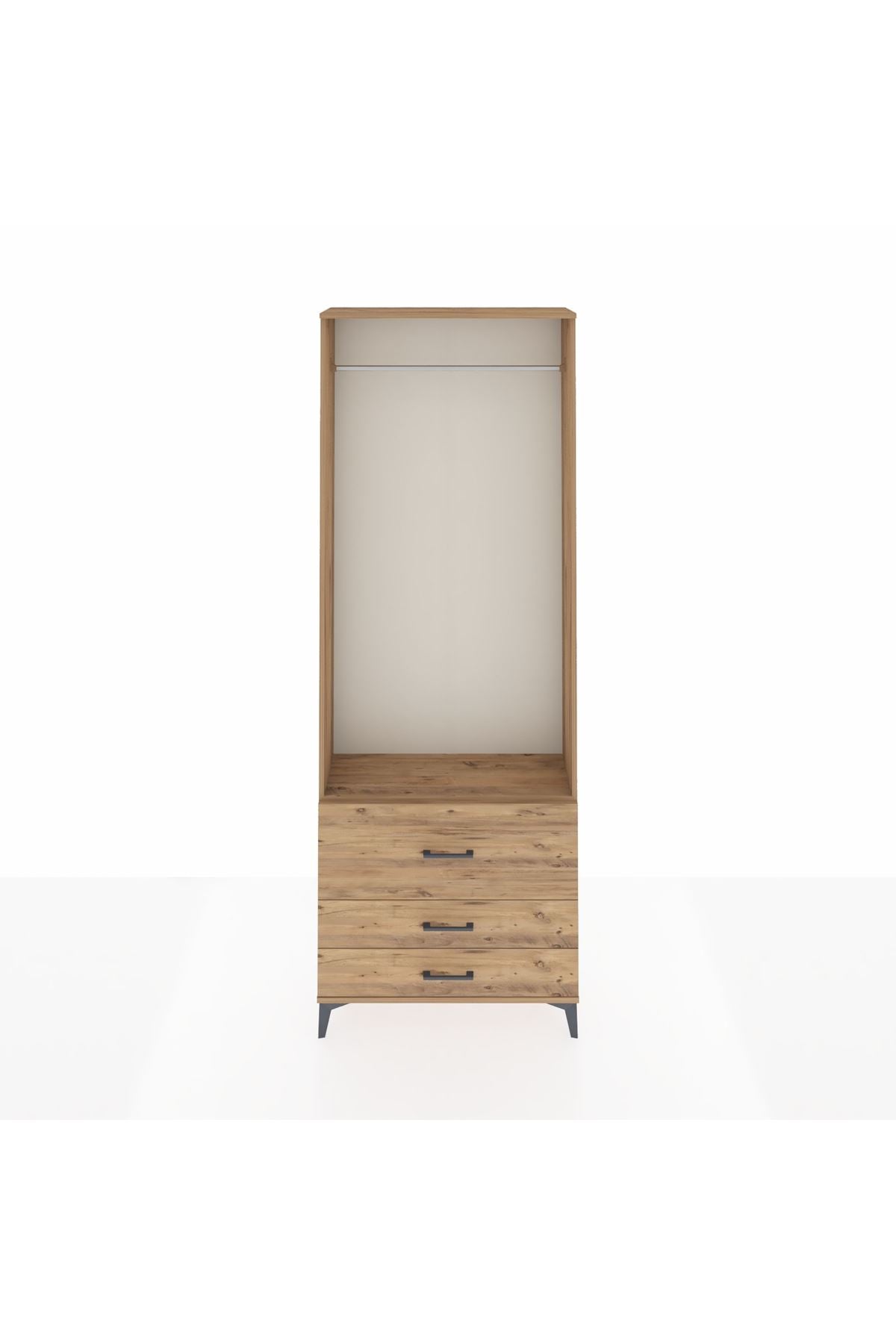 Arges Dolap Tek Raflı 3 Çekmeceli Tek Askılı 88x30x243 - S33M308V9A