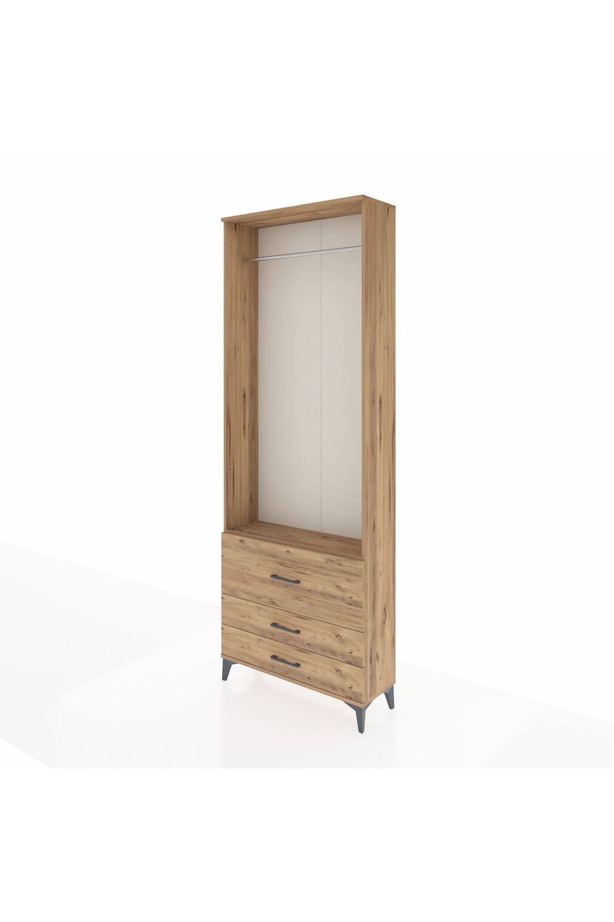 Arges Dolap Tek Raflı 3 Çekmeceli Tek Askılı 88x30x243 - S33M308V9A