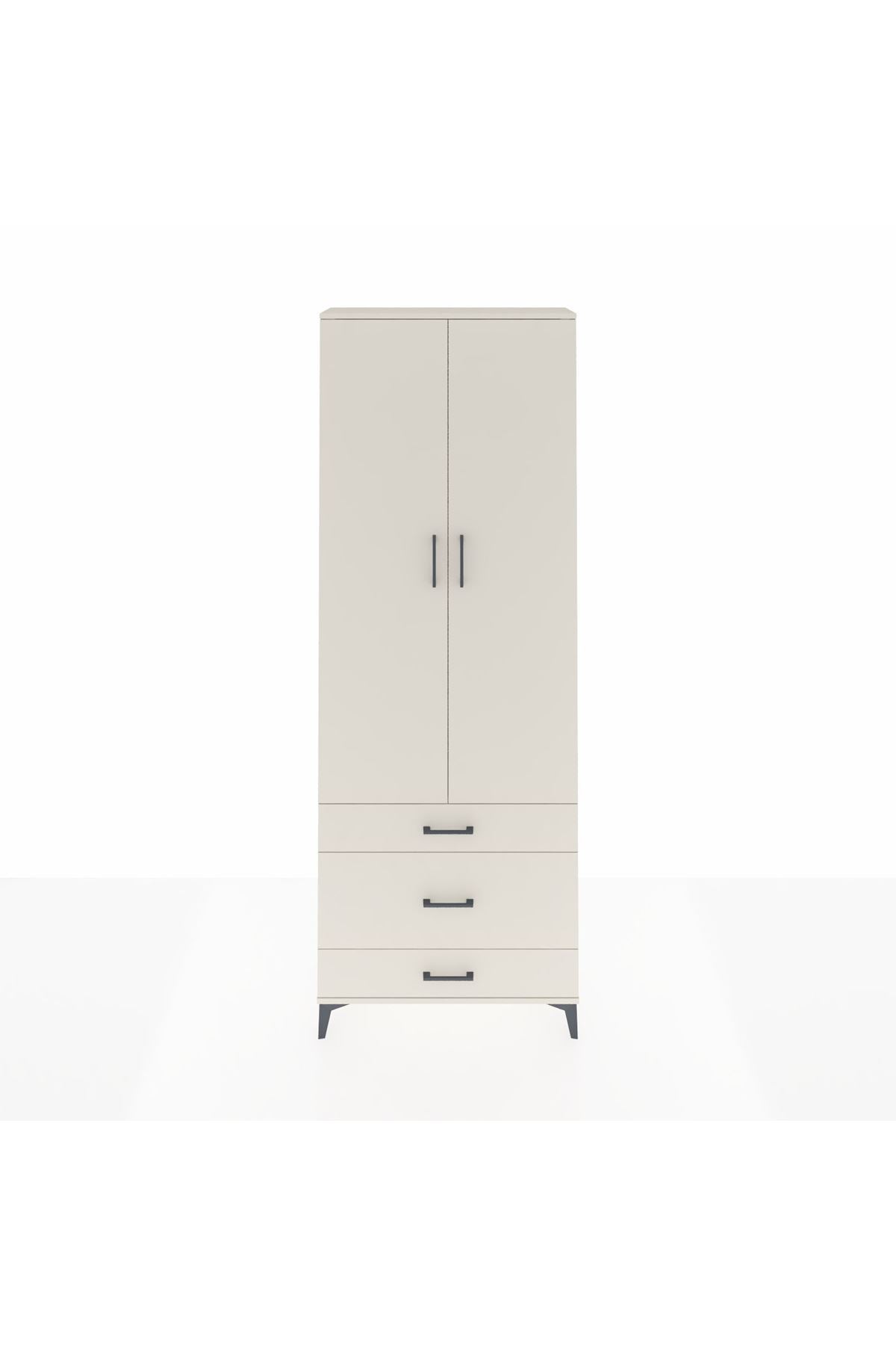 Arges Dolap Tek Raflı 3 Çekmeceli Tek Askılı 88x30x243 - S33M309V1A