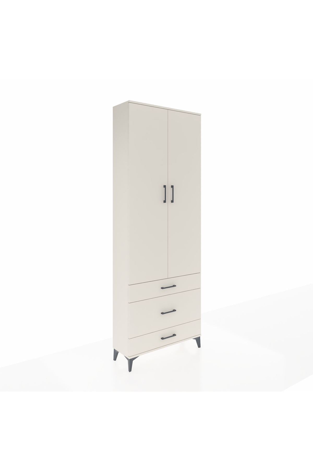 Arges Dolap Tek Raflı 3 Çekmeceli Tek Askılı 88x30x243 - S33M309V1A
