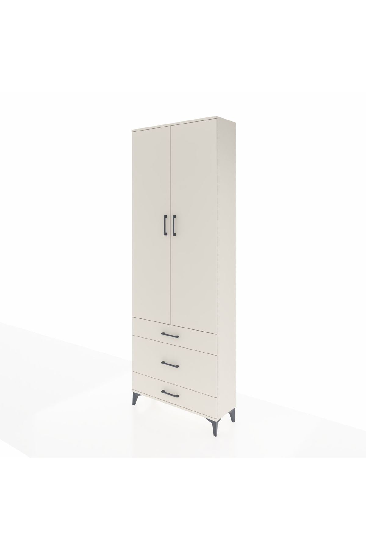 Arges Dolap Tek Raflı 3 Çekmeceli Tek Askılı 88x30x243 - S33M309V1A