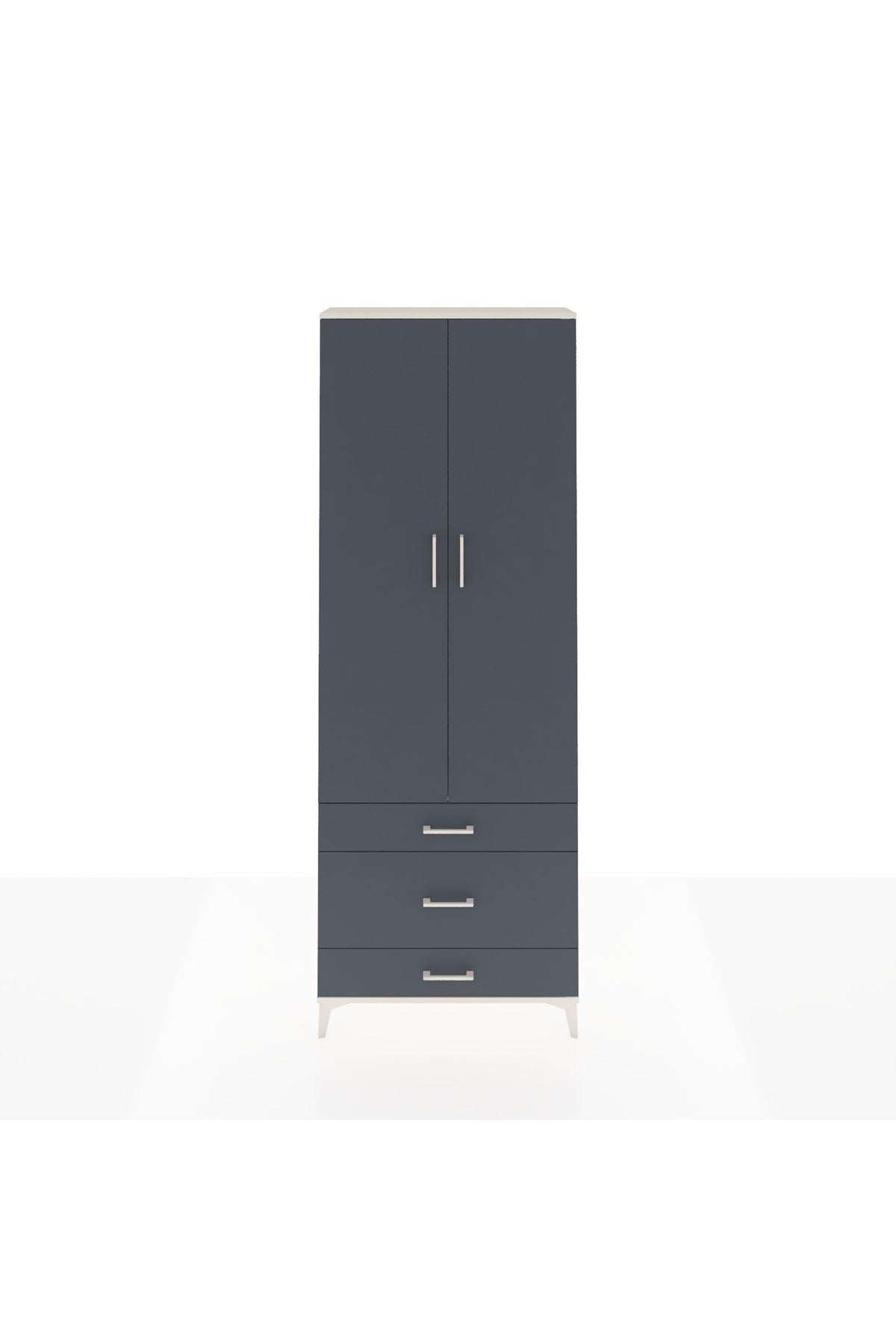 Arges Dolap Tek Raflı 3 Çekmeceli Tek Askılı 88x30x243 - S33M309V2A