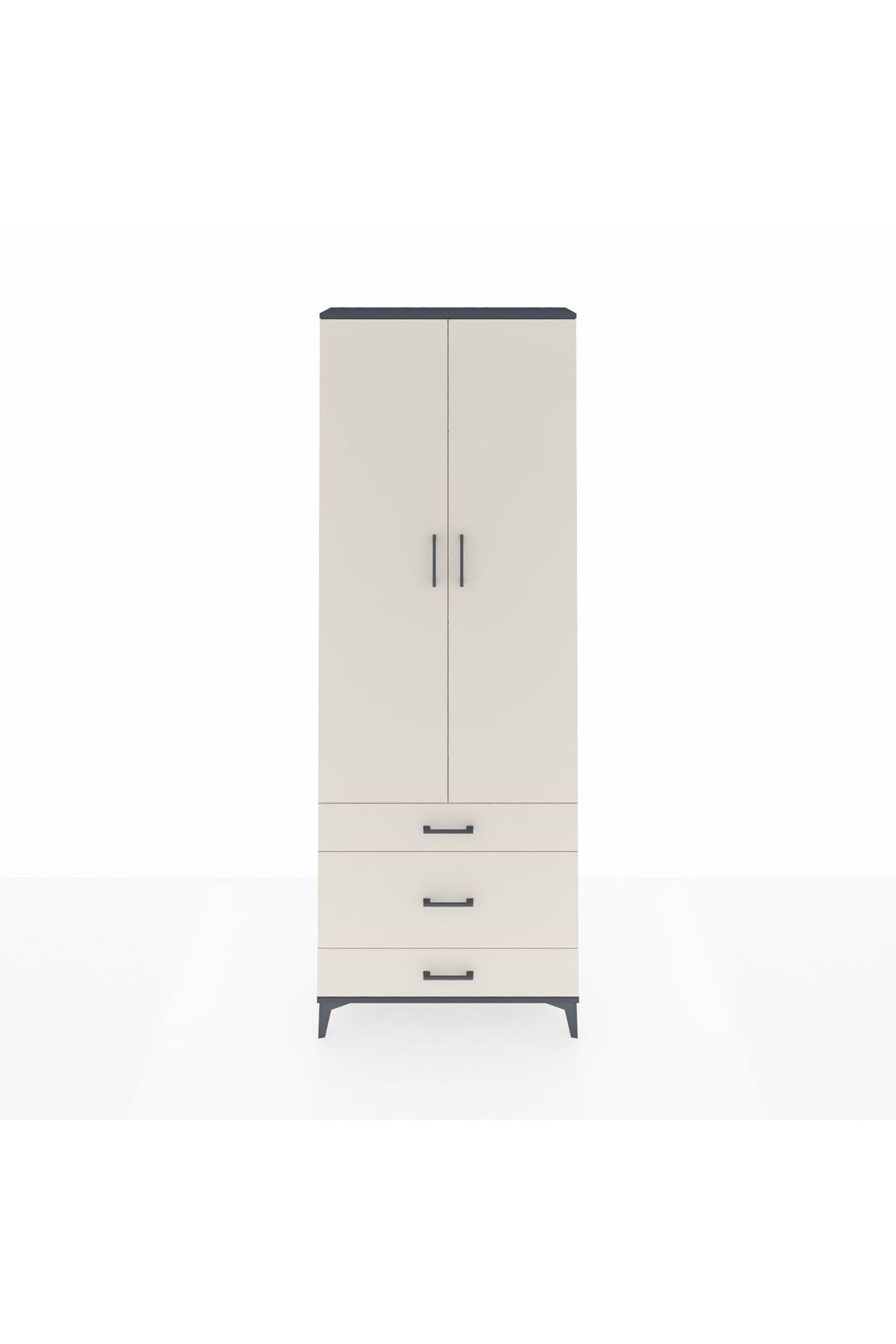 Arges Dolap Tek Raflı 3 Çekmeceli Tek Askılı 88x30x243 - S33M309V4A