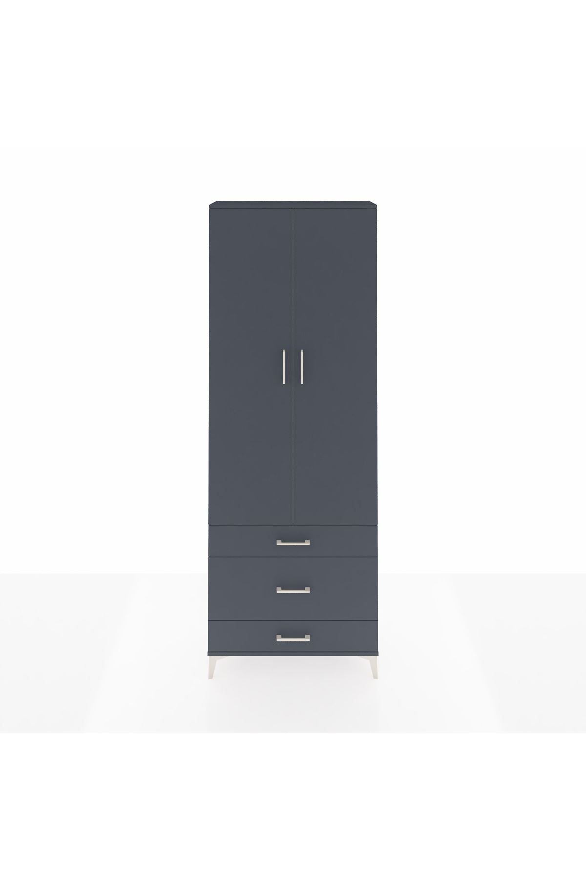 Arges Dolap Tek Raflı 3 Çekmeceli Tek Askılı 88x30x243 - S33M309V5A