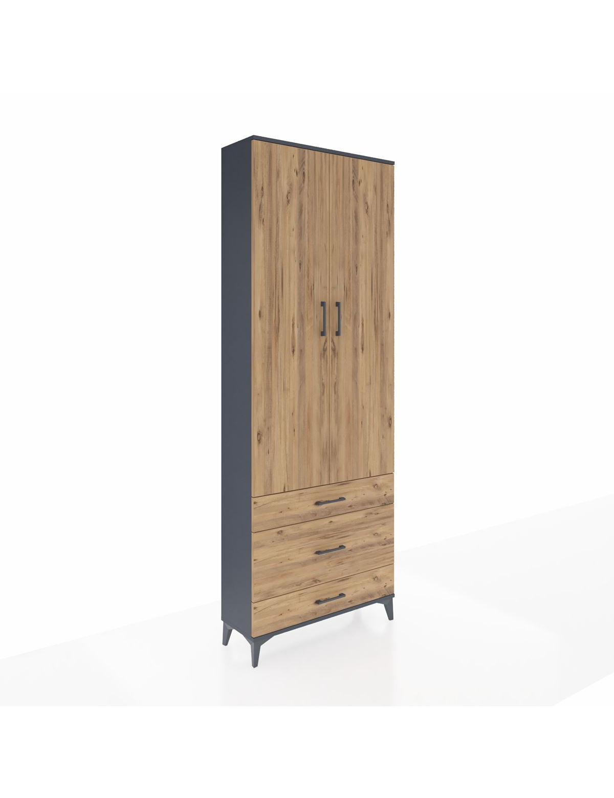 Arges Dolap Tek Raflı 3 Çekmeceli Tek Askılı 88x30x243 - S33M309V6A