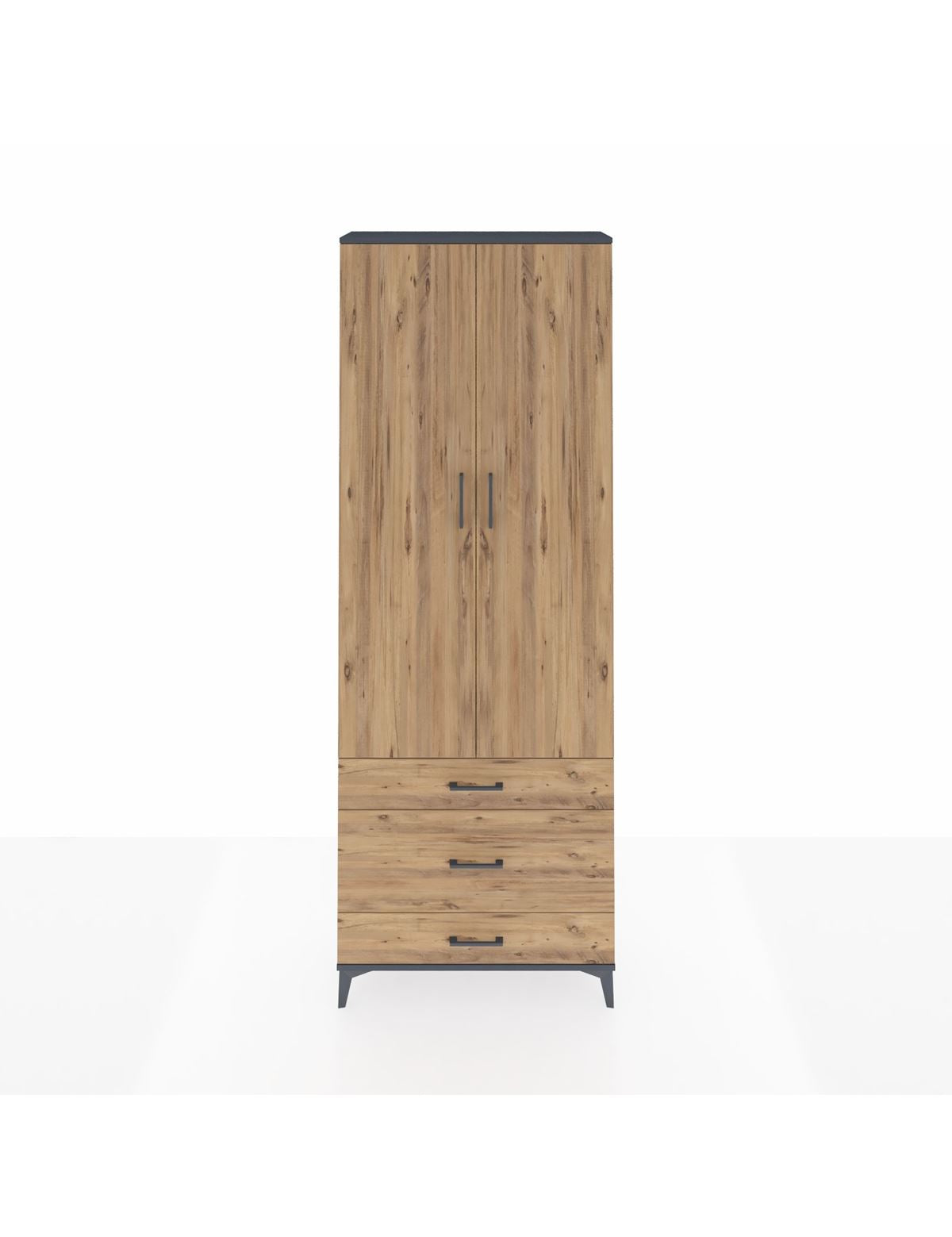 Arges Dolap Tek Raflı 3 Çekmeceli Tek Askılı 88x30x243 - S33M309V6A