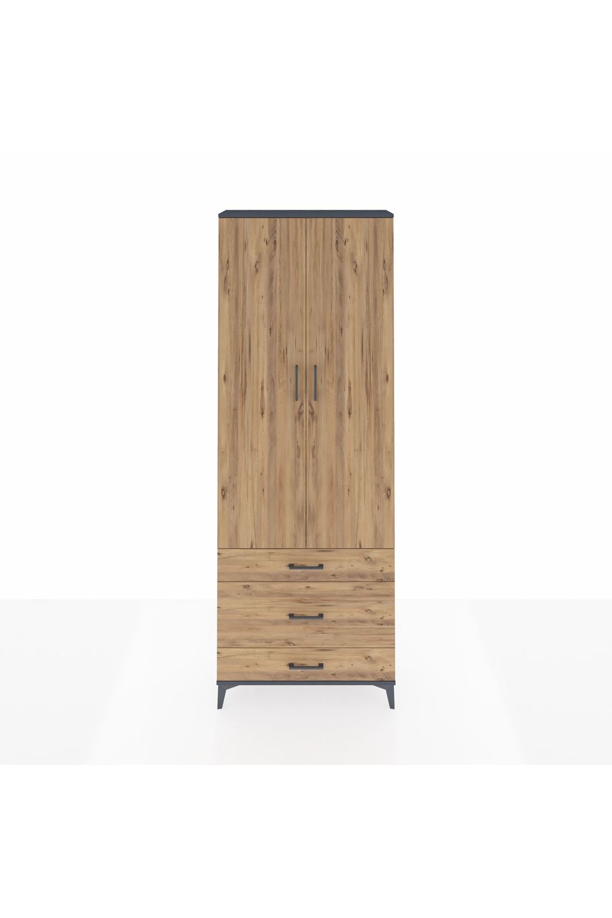 Arges Dolap Tek Raflı 3 Çekmeceli Tek Askılı 88x30x243 - S33M309V6A