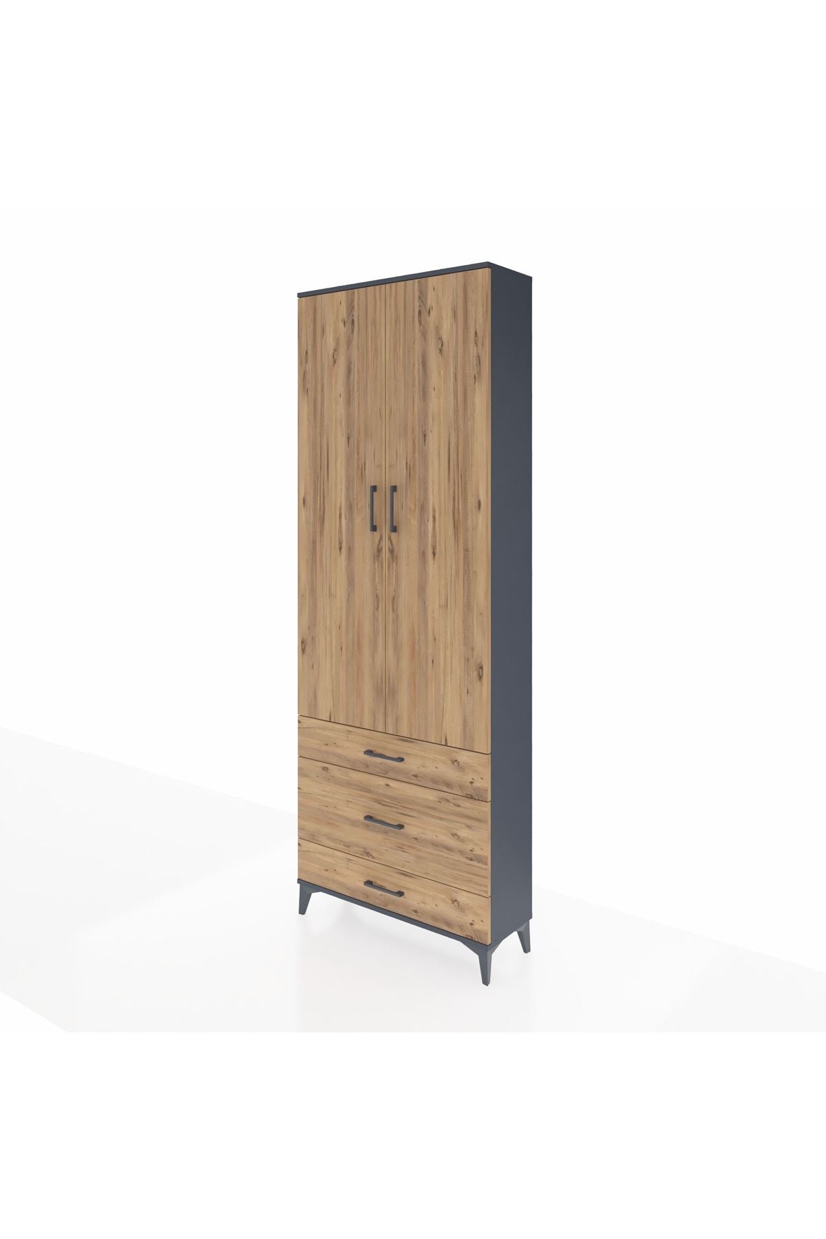 Arges Dolap Tek Raflı 3 Çekmeceli Tek Askılı 88x30x243 - S33M309V6A