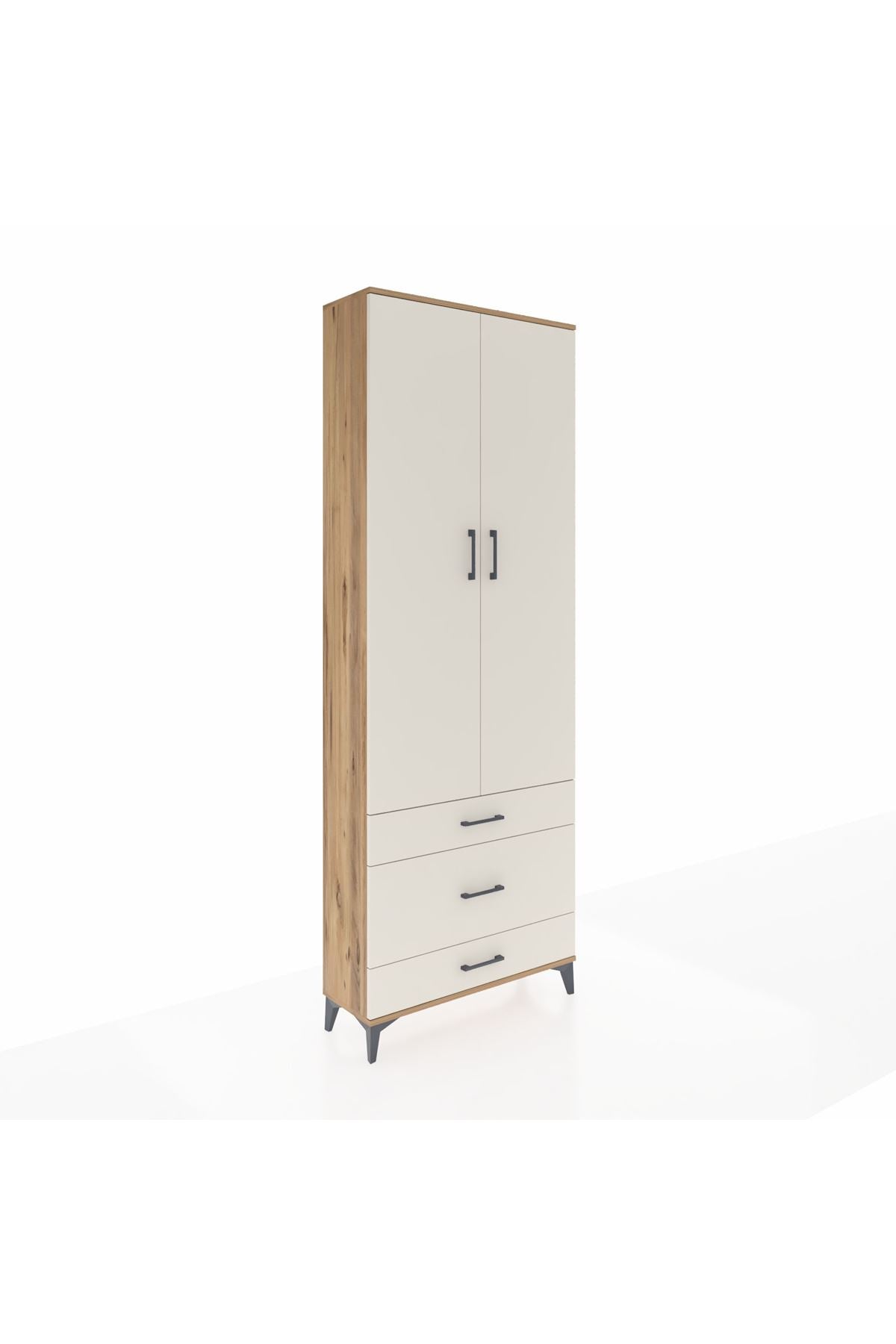 Arges Dolap Tek Raflı 3 Çekmeceli Tek Askılı 88x30x243 - S33M309V7A