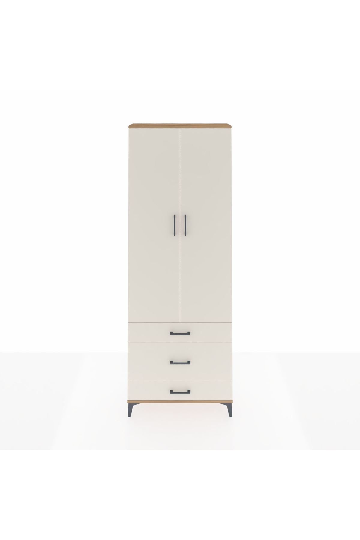 Arges Dolap Tek Raflı 3 Çekmeceli Tek Askılı 88x30x243 - S33M309V7A