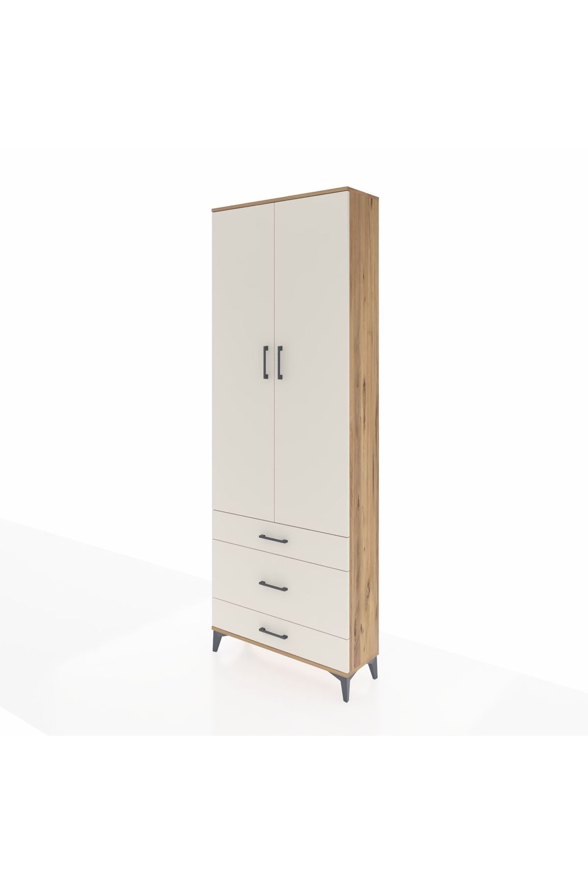 Arges Dolap Tek Raflı 3 Çekmeceli Tek Askılı 88x30x243 - S33M309V7A