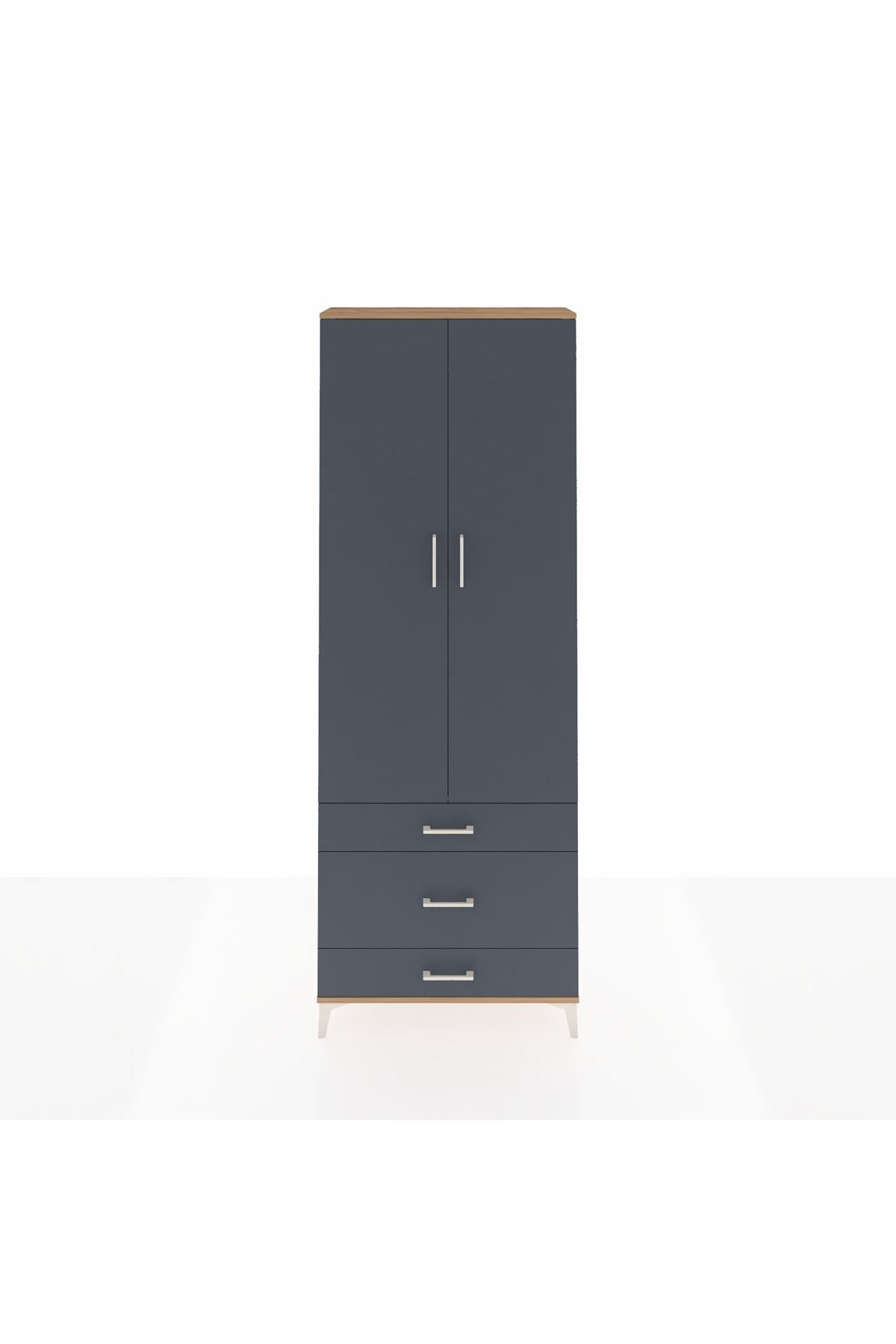 Arges Dolap Tek Raflı 3 Çekmeceli Tek Askılı 88x30x243 - S33M309V8A