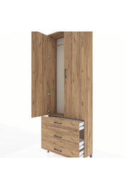 Arges Dolap Tek Raflı 3 Çekmeceli Tek Askılı 88x30x243 - S33M309V9A
