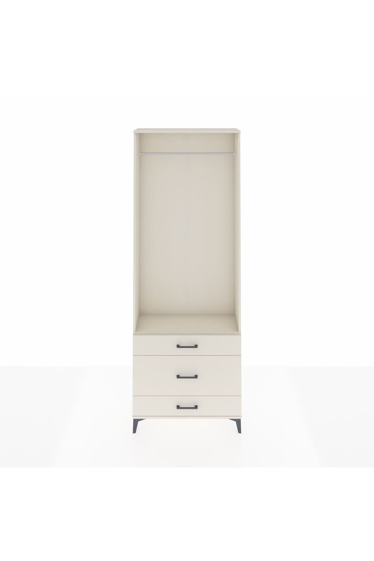 Arges Dolap Tek Raflı 3 Çekmeceli Tek Askılı 88x30x243 - S33M310V1A