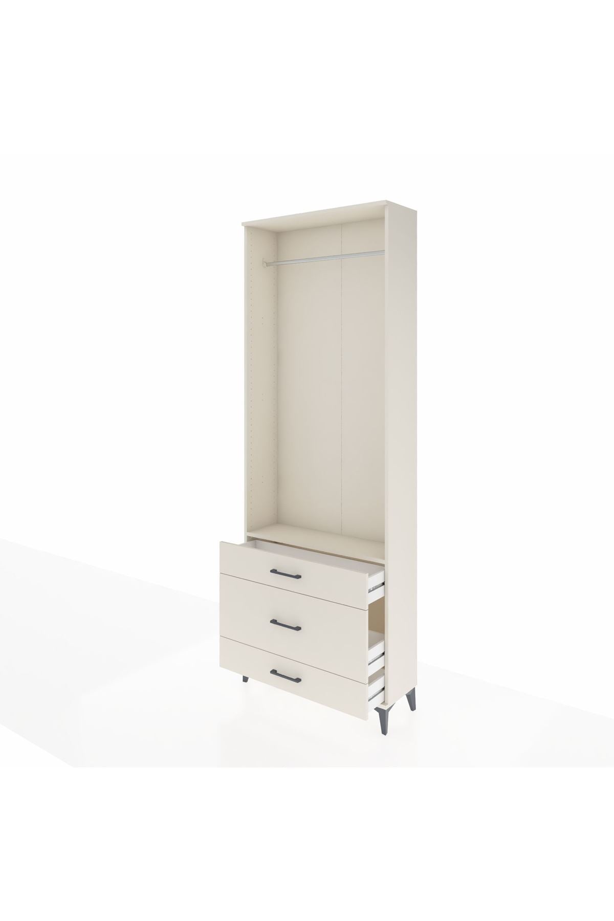 Arges Dolap Tek Raflı 3 Çekmeceli Tek Askılı 88x30x243 - S33M310V1A
