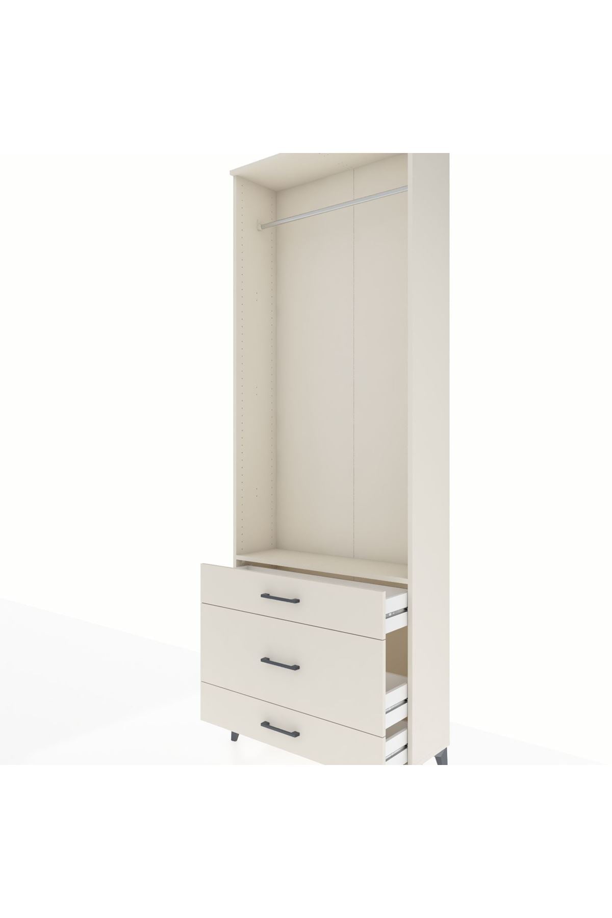 Arges Dolap Tek Raflı 3 Çekmeceli Tek Askılı 88x30x243 - S33M310V1A