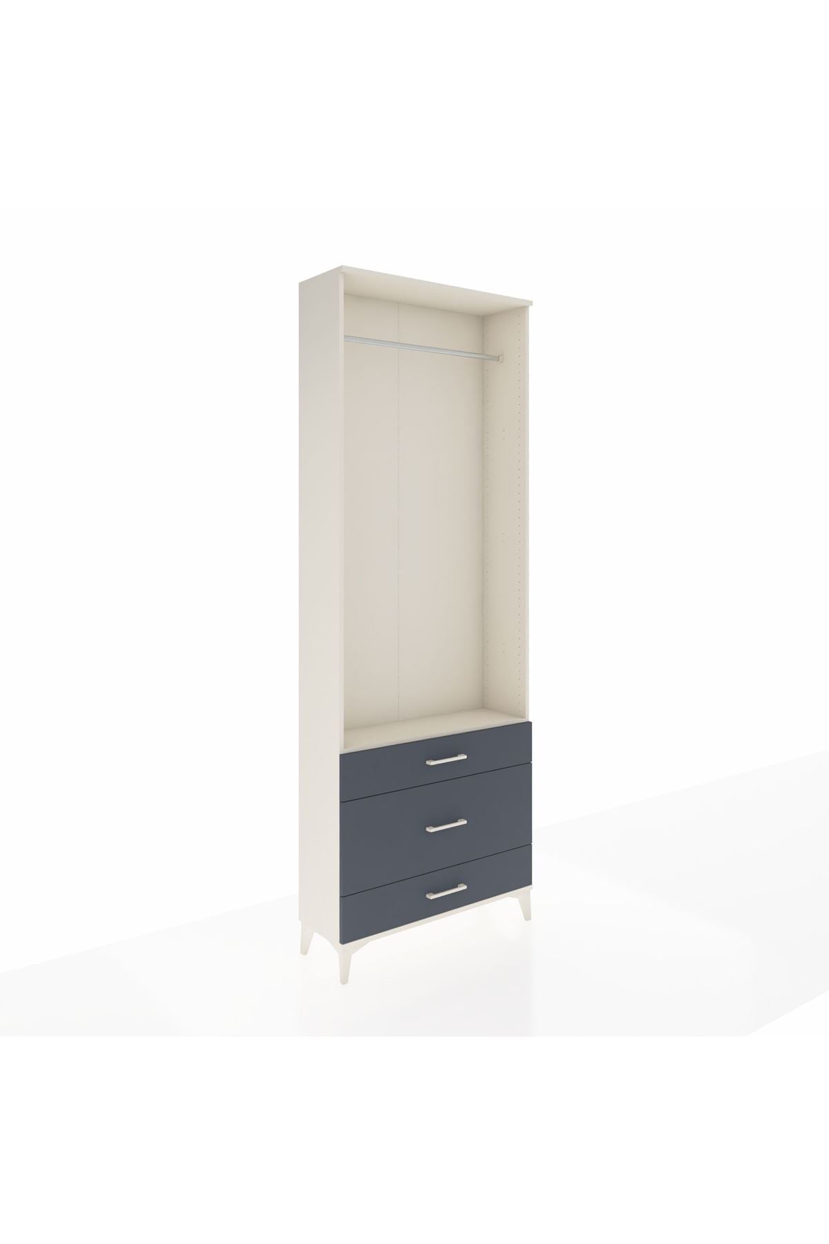 Arges Dolap Tek Raflı 3 Çekmeceli Tek Askılı 88x30x243 - S33M310V2A