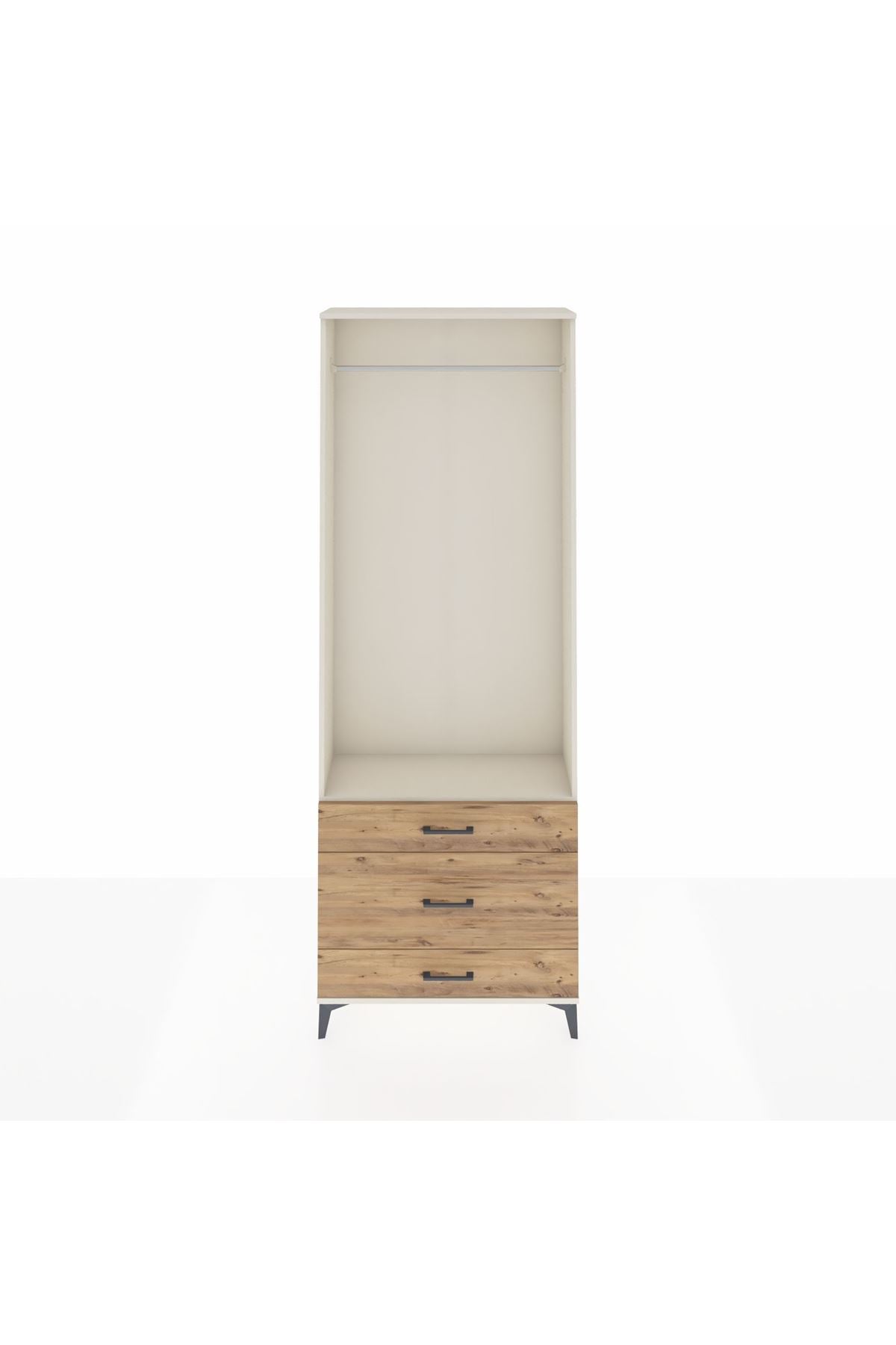 Arges Dolap Tek Raflı 3 Çekmeceli Tek Askılı 88x30x243 - S33M310V3A