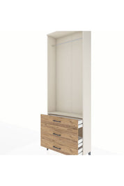 Arges Dolap Tek Raflı 3 Çekmeceli Tek Askılı 88x30x243 - S33M310V3A