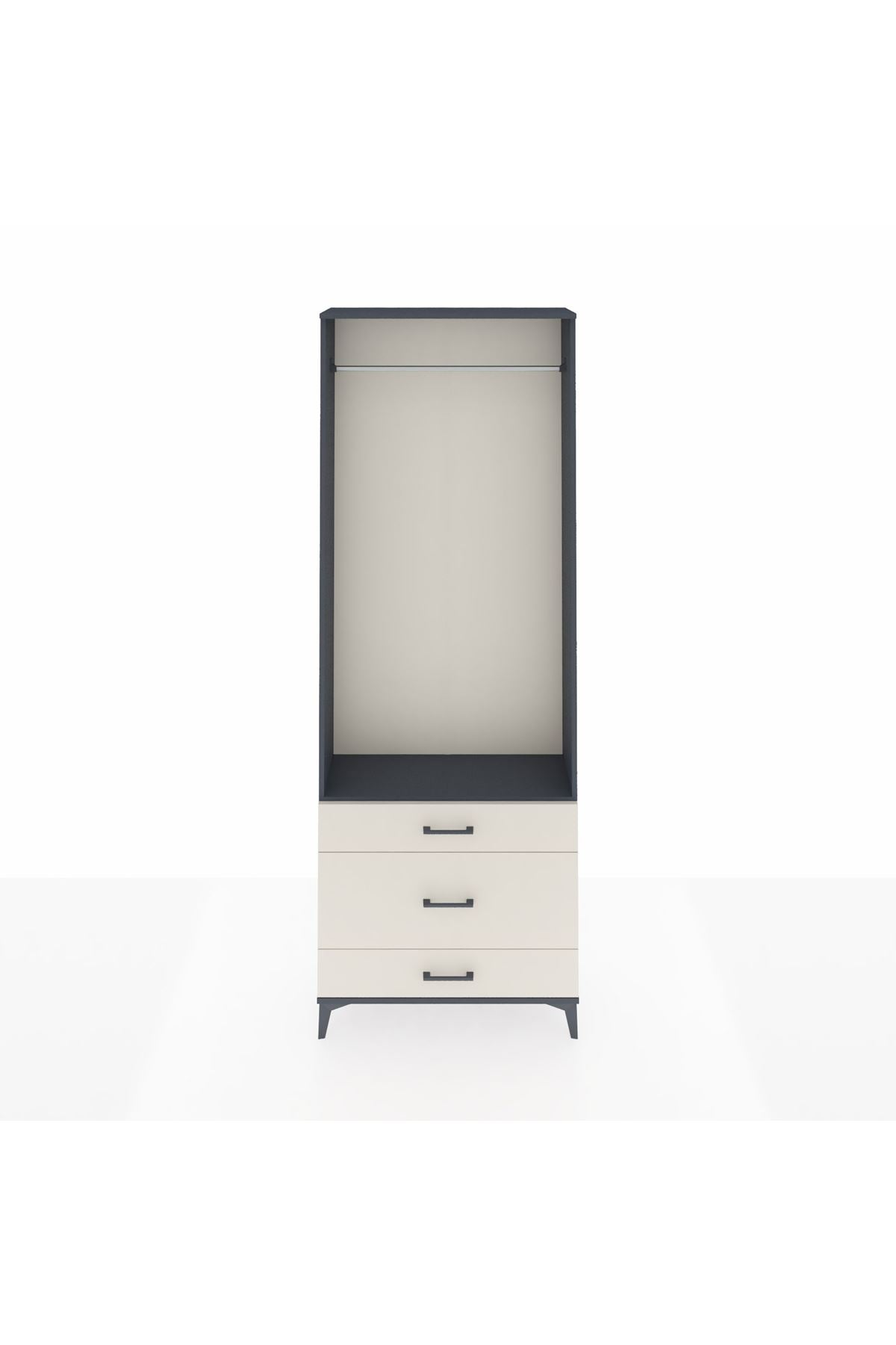 Arges Dolap Tek Raflı 3 Çekmeceli Tek Askılı 88x30x243 - S33M310V4A