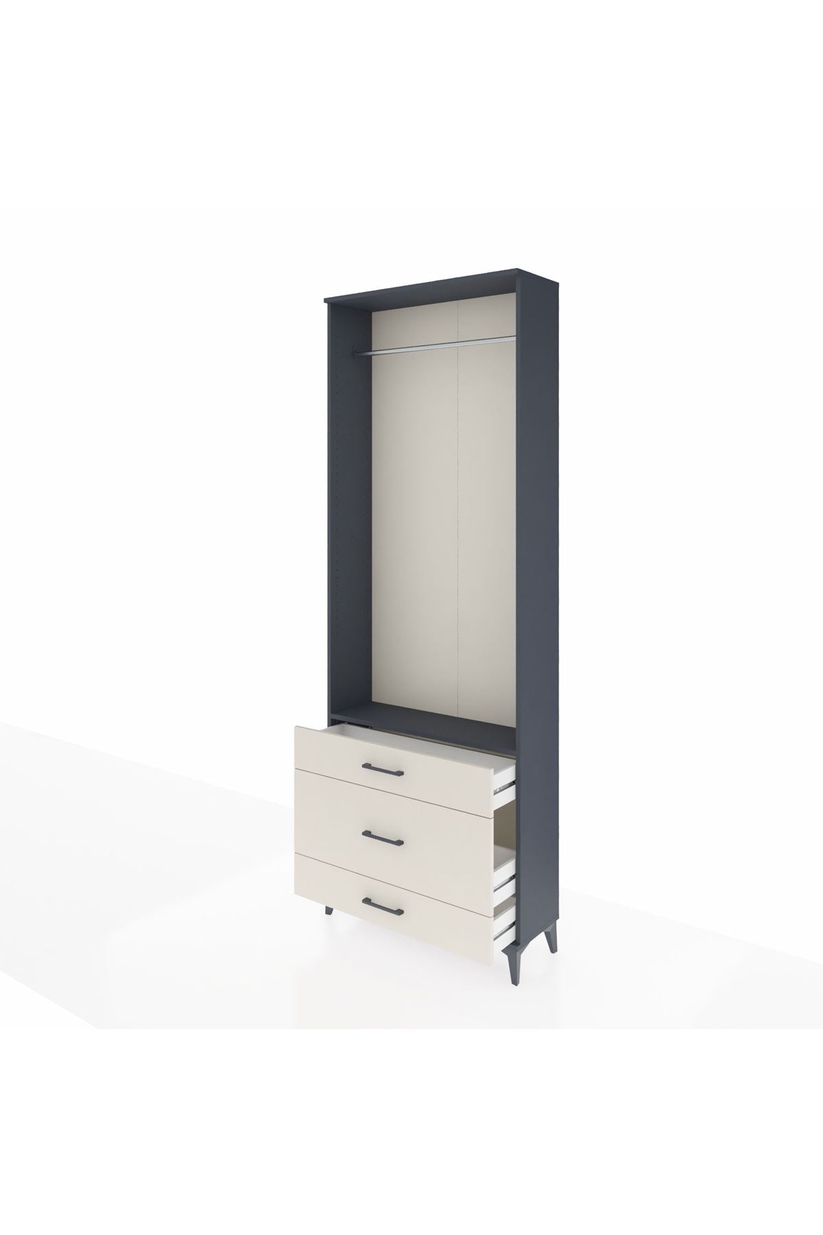 Arges Dolap Tek Raflı 3 Çekmeceli Tek Askılı 88x30x243 - S33M310V4A
