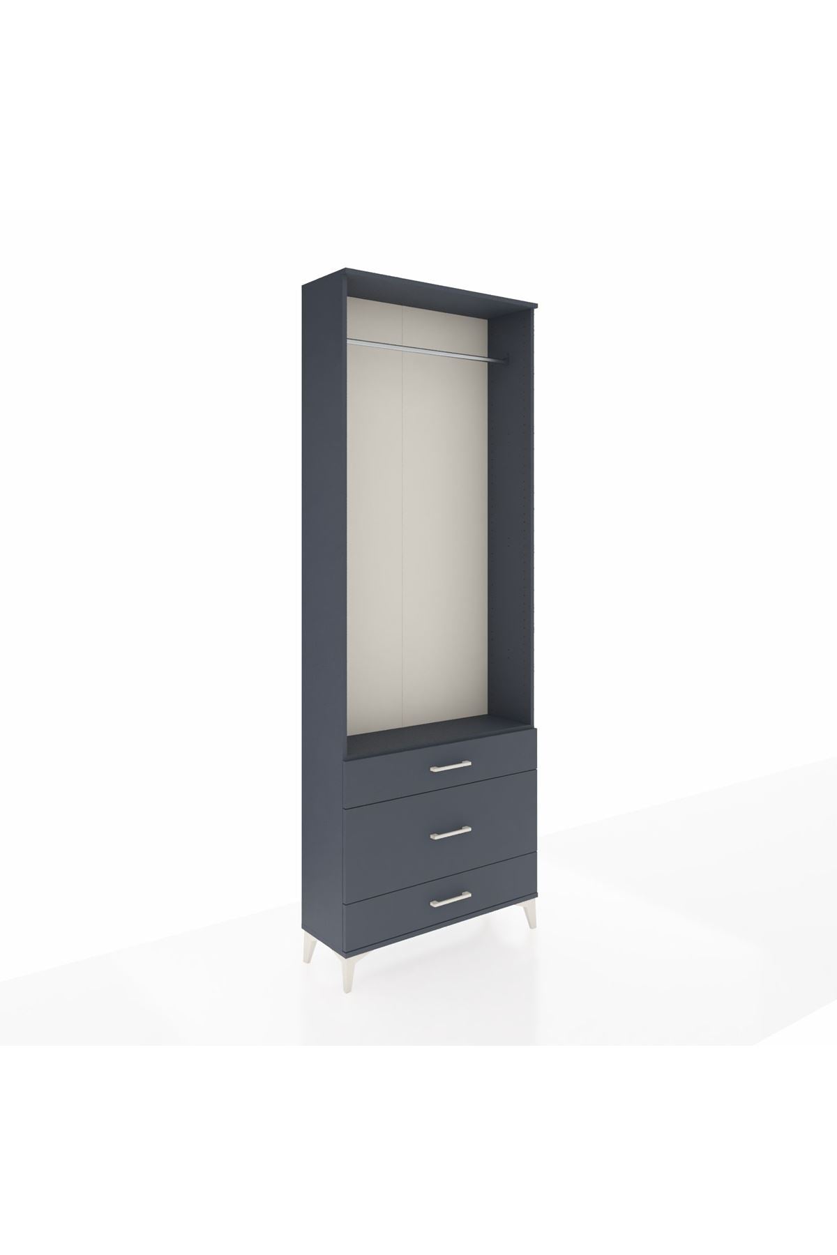 Arges Dolap Tek Raflı 3 Çekmeceli Tek Askılı 88x30x243 - S33M310V5A
