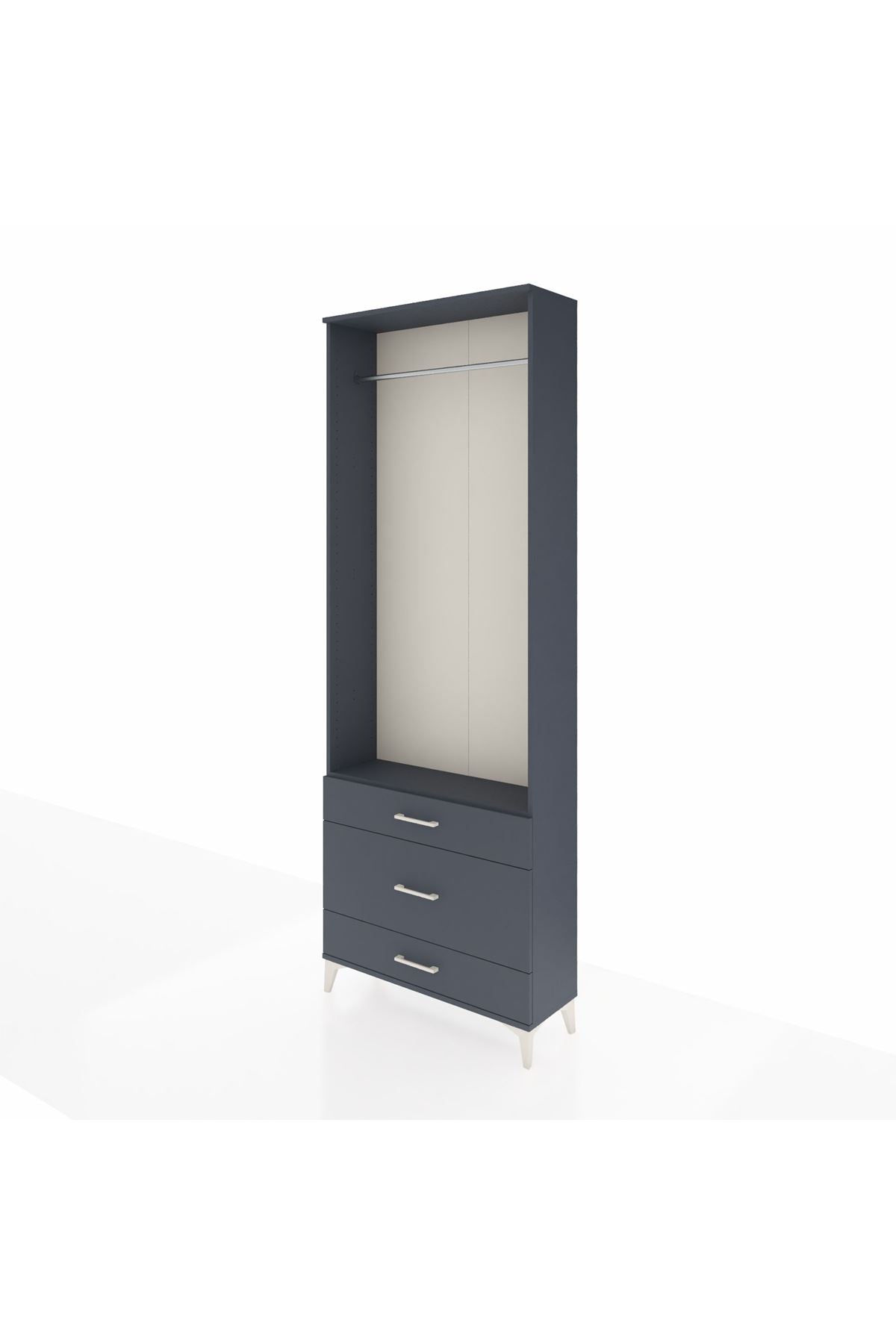 Arges Dolap Tek Raflı 3 Çekmeceli Tek Askılı 88x30x243 - S33M310V5A