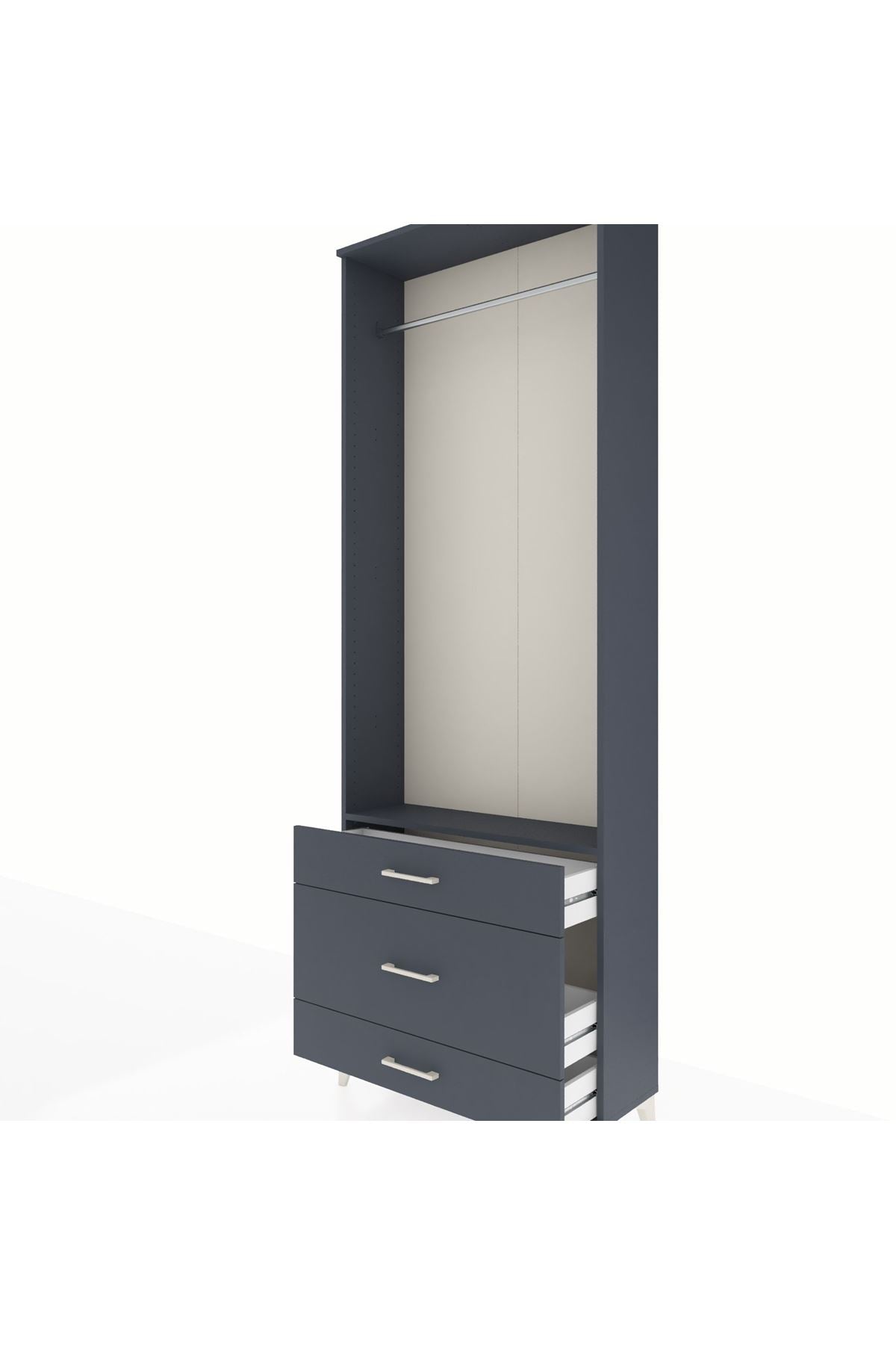 Arges Dolap Tek Raflı 3 Çekmeceli Tek Askılı 88x30x243 - S33M310V5A