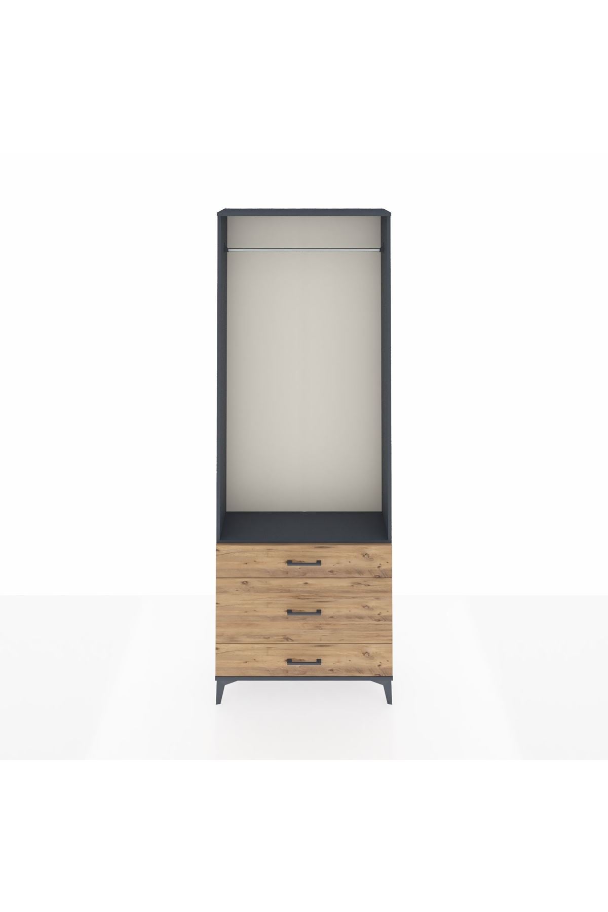 Arges Dolap Tek Raflı 3 Çekmeceli Tek Askılı 88x30x243 - S33M310V6A