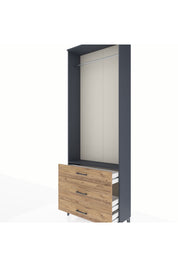 Arges Dolap Tek Raflı 3 Çekmeceli Tek Askılı 88x30x243 - S33M310V6A