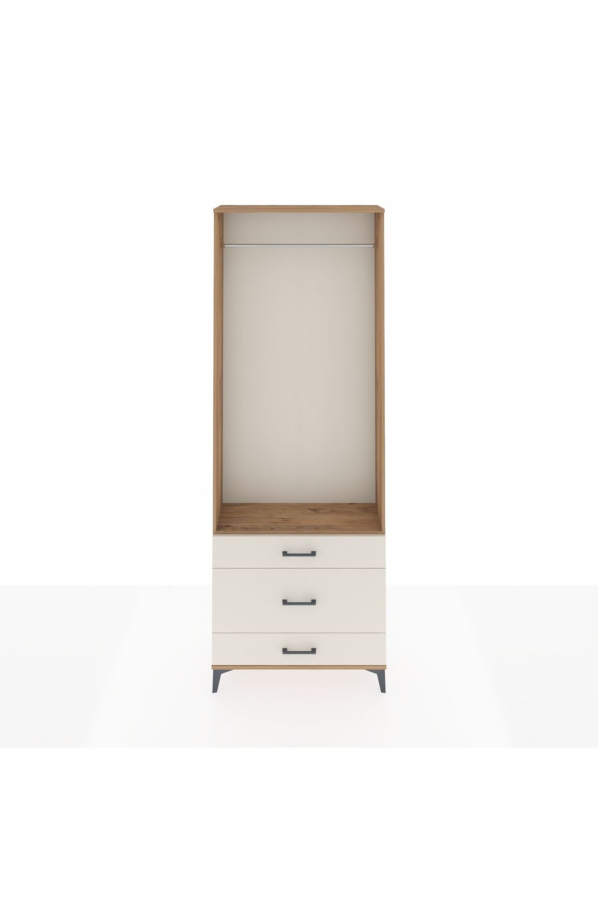 Arges Dolap Tek Raflı 3 Çekmeceli Tek Askılı 88x30x243 - S33M310V7A