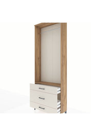 Arges Dolap Tek Raflı 3 Çekmeceli Tek Askılı 88x30x243 - S33M310V7A