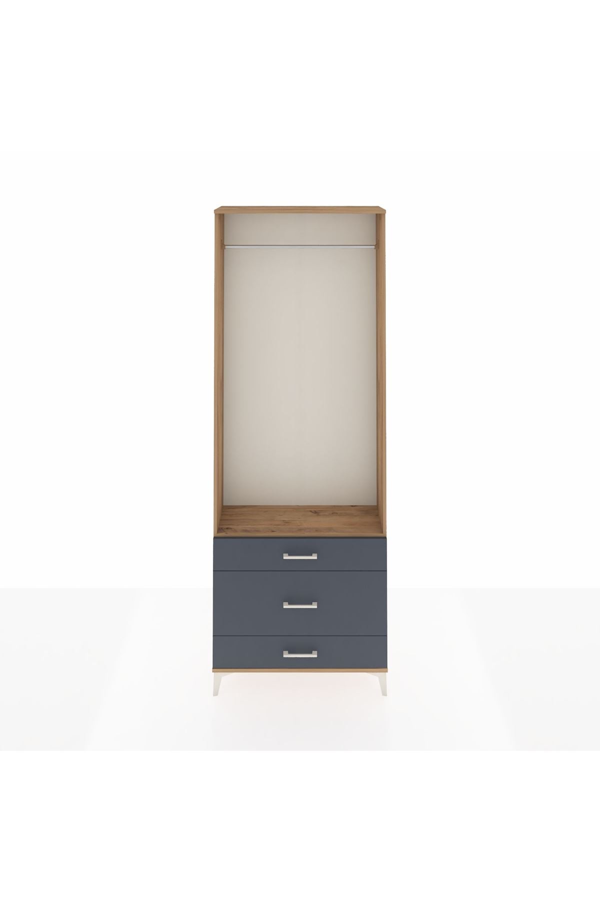 Arges Dolap Tek Raflı 3 Çekmeceli Tek Askılı 88x30x243 - S33M310V8A