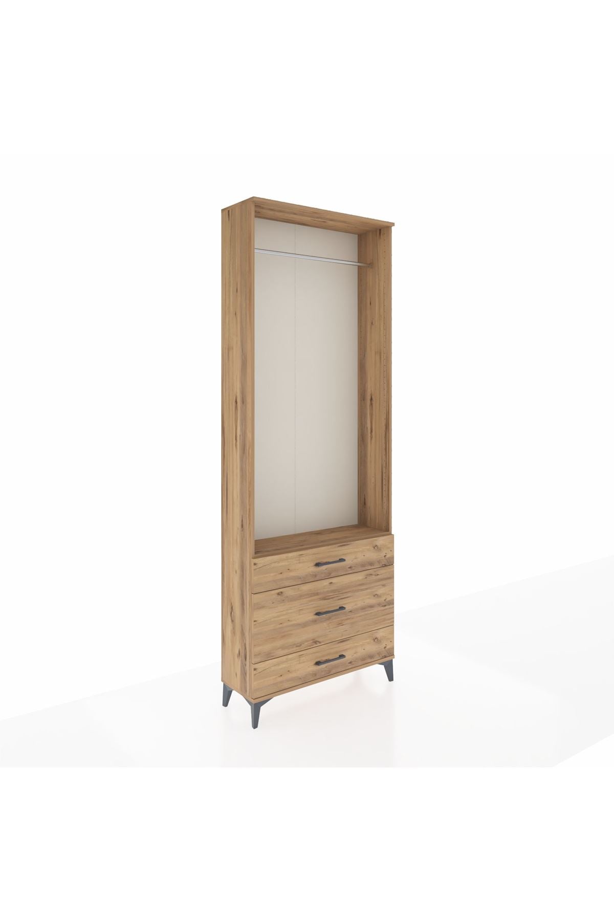 Arges Dolap Tek Raflı 3 Çekmeceli Tek Askılı 88x30x243 - S33M310V9A