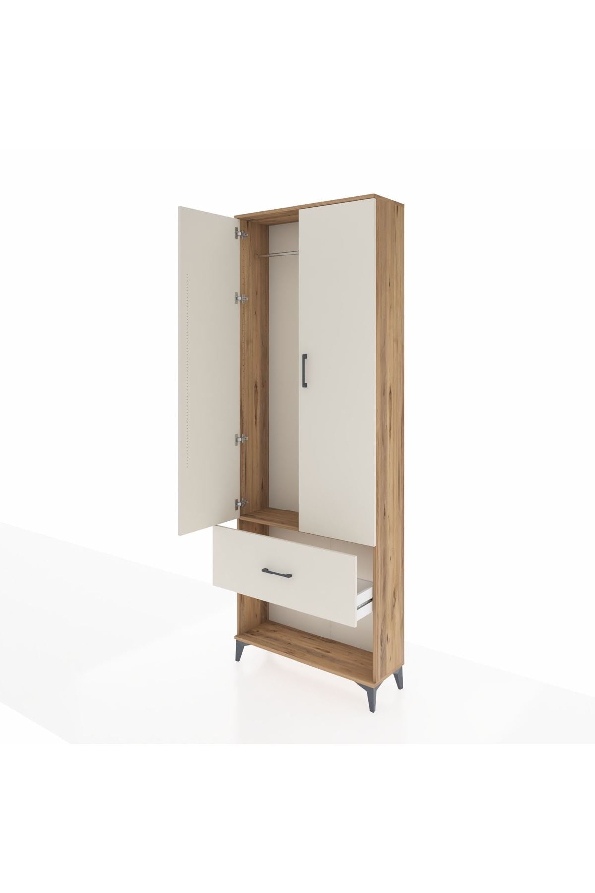 Arges Dolap Tek Raflı Tek Çekmeceli Tek Askılı 88x30x243 - S33M311V7A