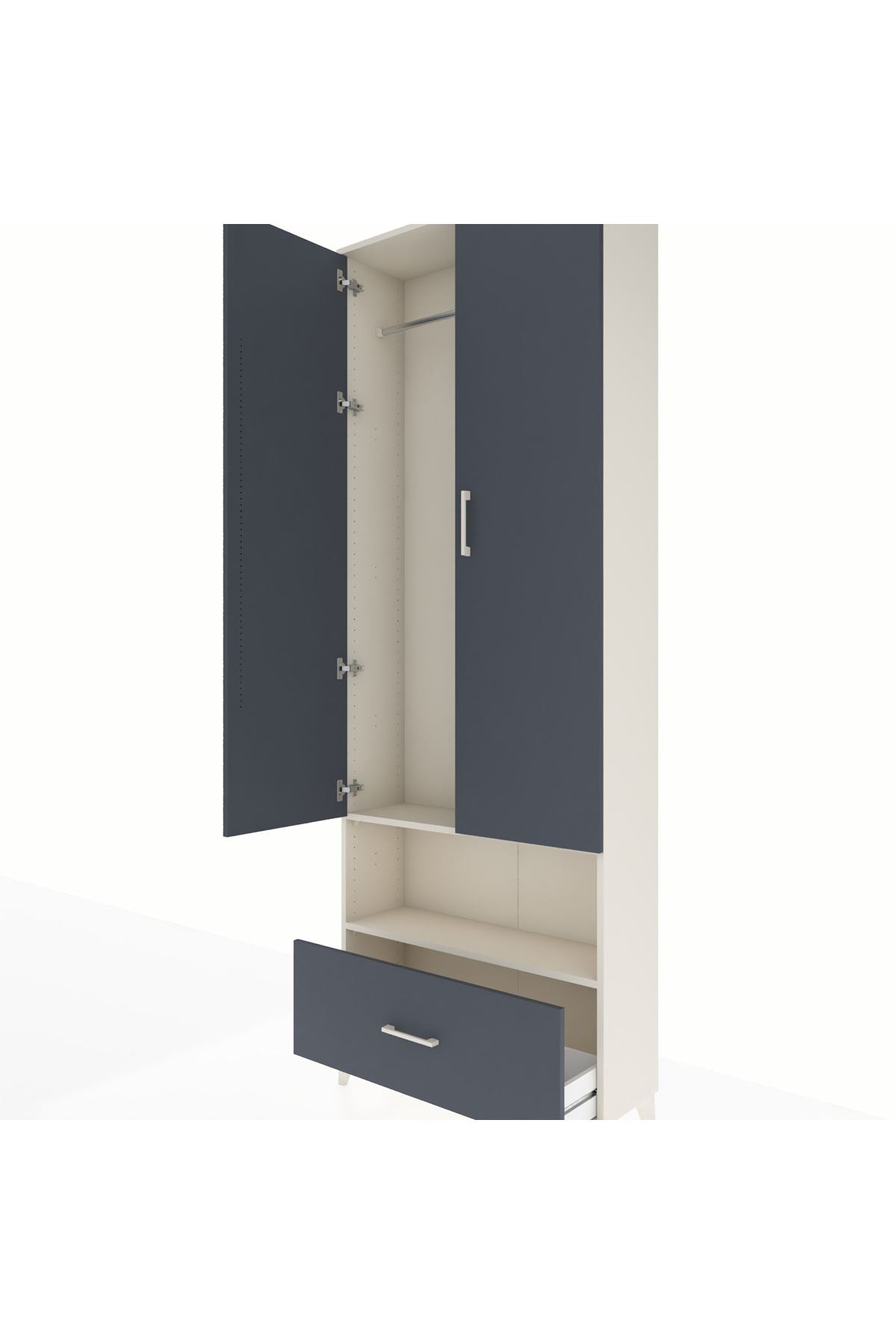 Arges Dolap 2 Raflı Tek Çekmeceli Tek Askılı 88x30x243 - S33M313V2A