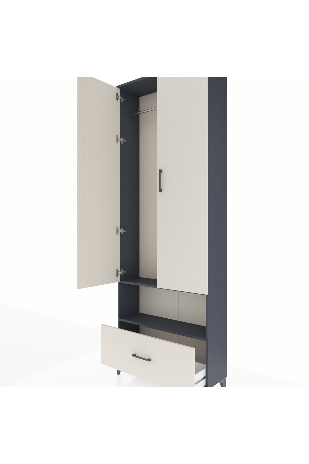 Arges Dolap 2 Raflı Tek Çekmeceli Tek Askılı 88x30x243 - S33M313V4A