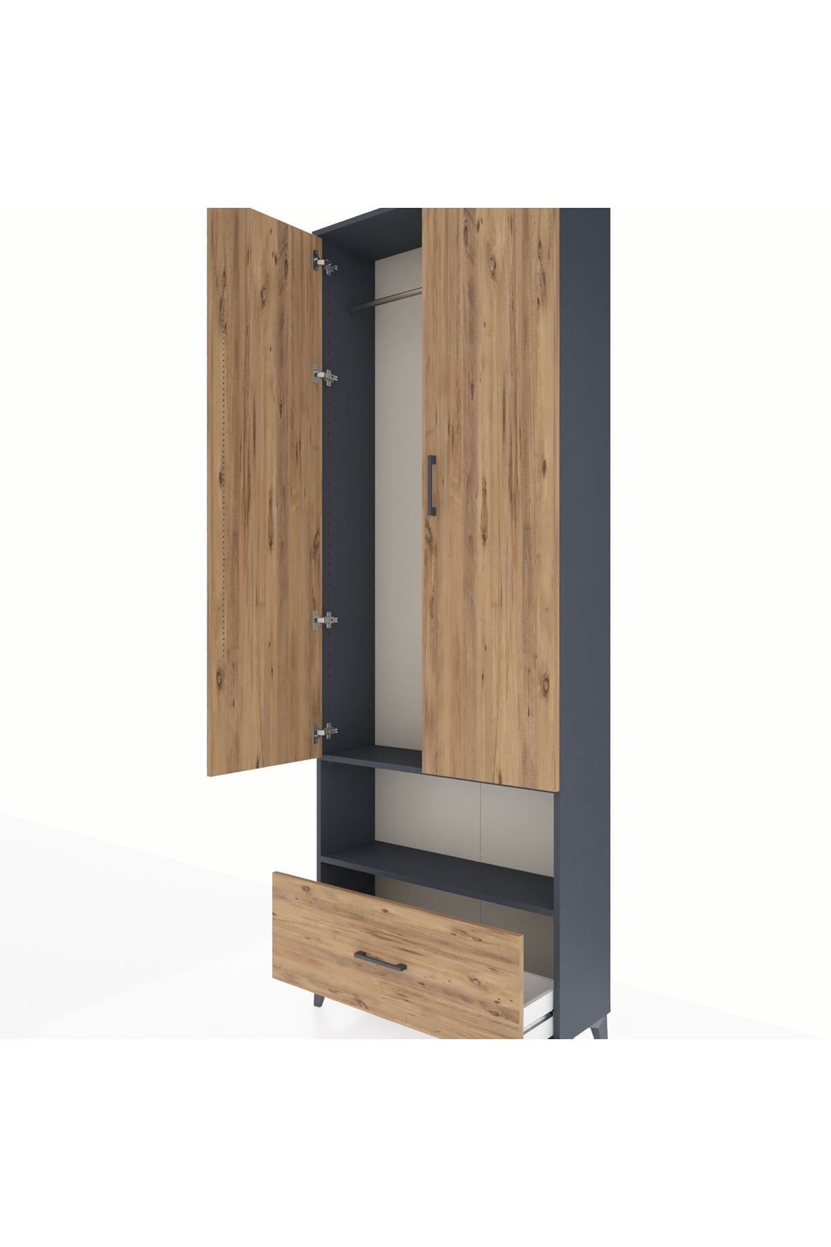 Arges Dolap 2 Raflı Tek Çekmeceli Tek Askılı 88x30x243 - S33M313V6A