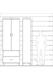 Arges Dolap 2 Raflı Tek Çekmeceli Tek Askılı 88x30x243 - S33M313V6A