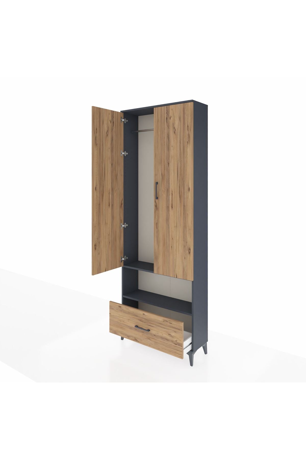 Arges Dolap 2 Raflı Tek Çekmeceli Tek Askılı 88x30x243 - S33M313V6A