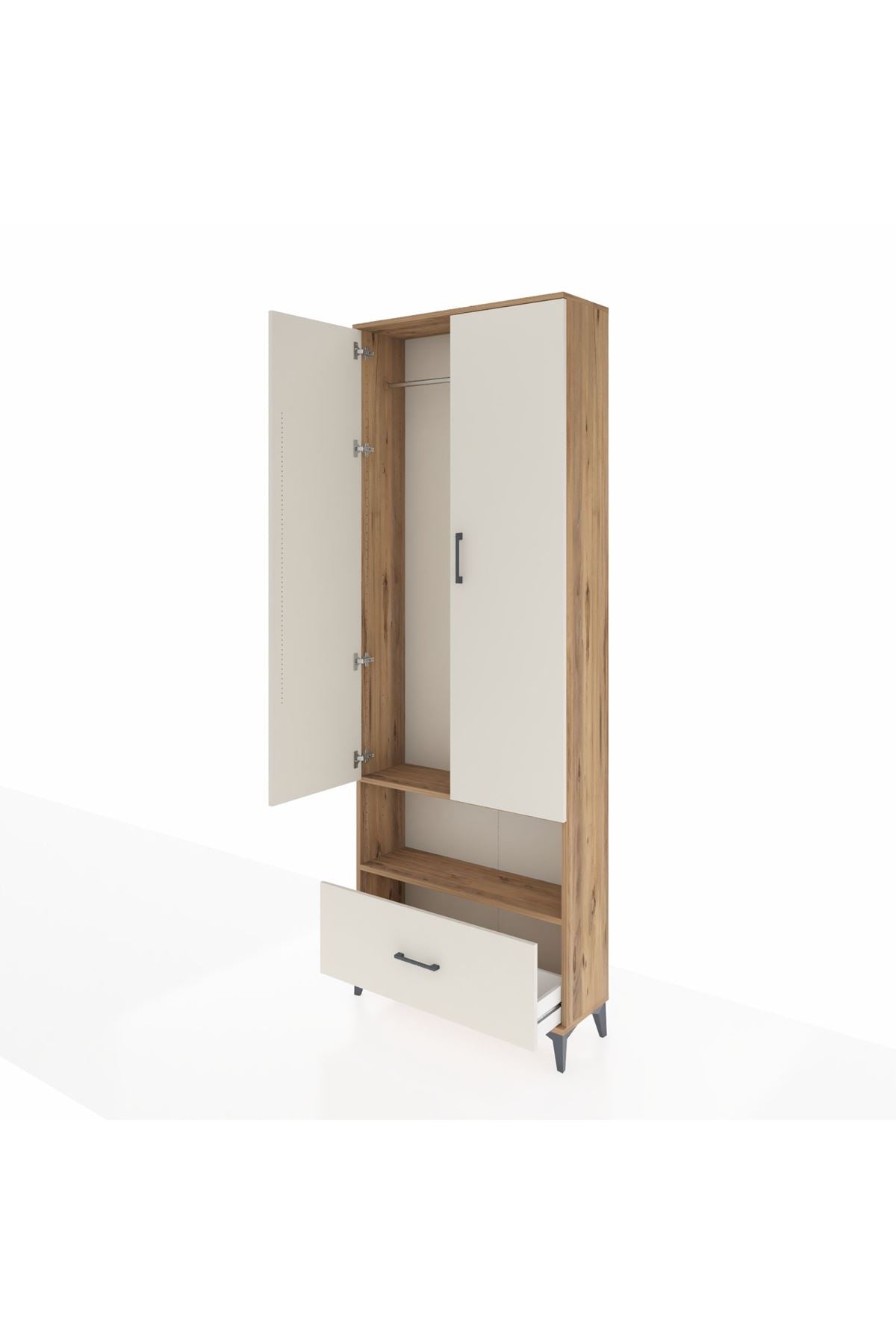 Arges Dolap 2 Raflı Tek Çekmeceli Tek Askılı 88x30x243 - S33M313V7A