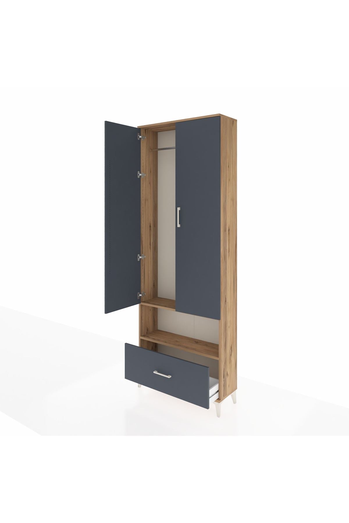 Arges Dolap 2 Raflı Tek Çekmeceli Tek Askılı 88x30x243 - S33M313V8A