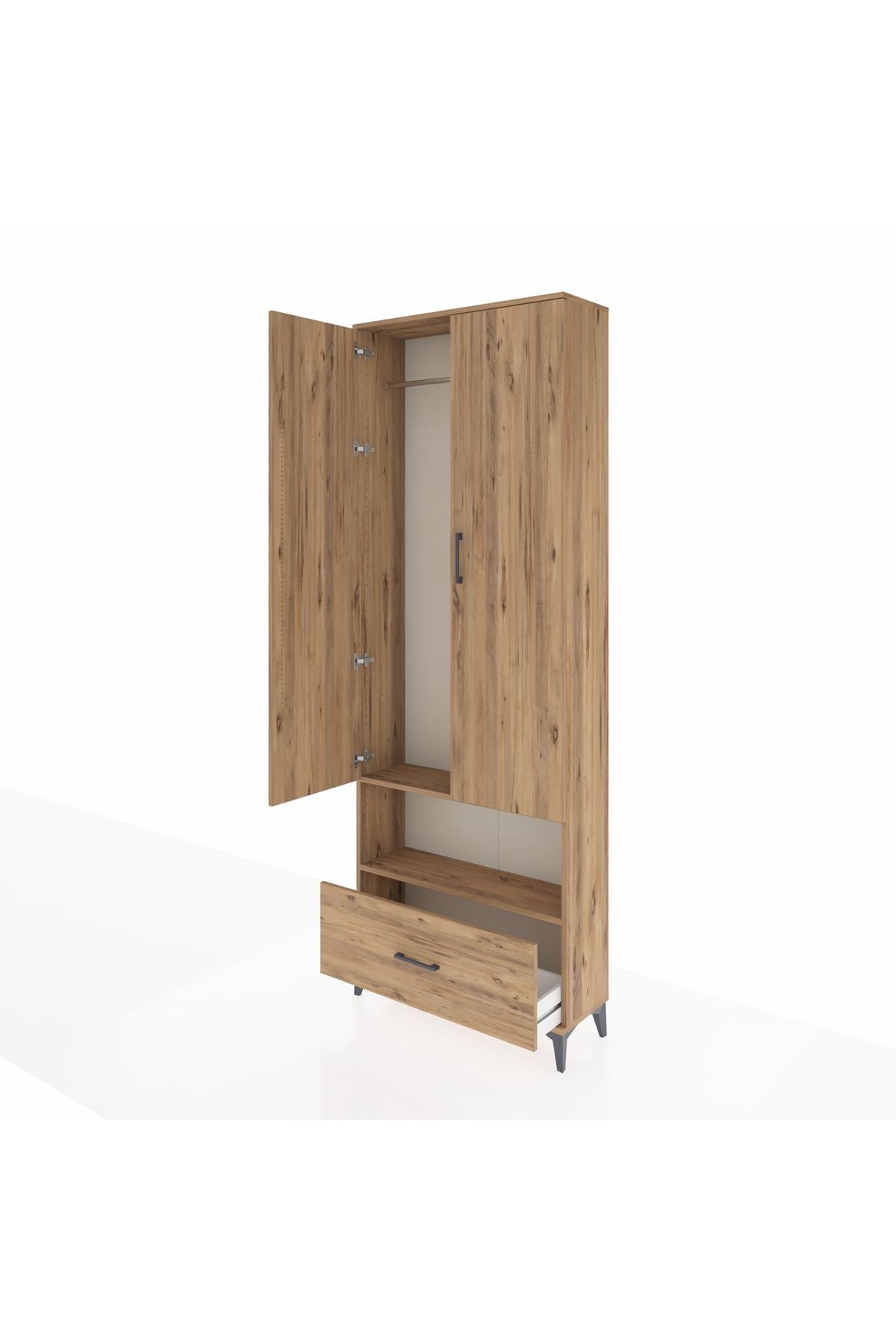 Arges Dolap 2 Raflı Tek Çekmeceli Tek Askılı 88x30x243 - S33M313V9A